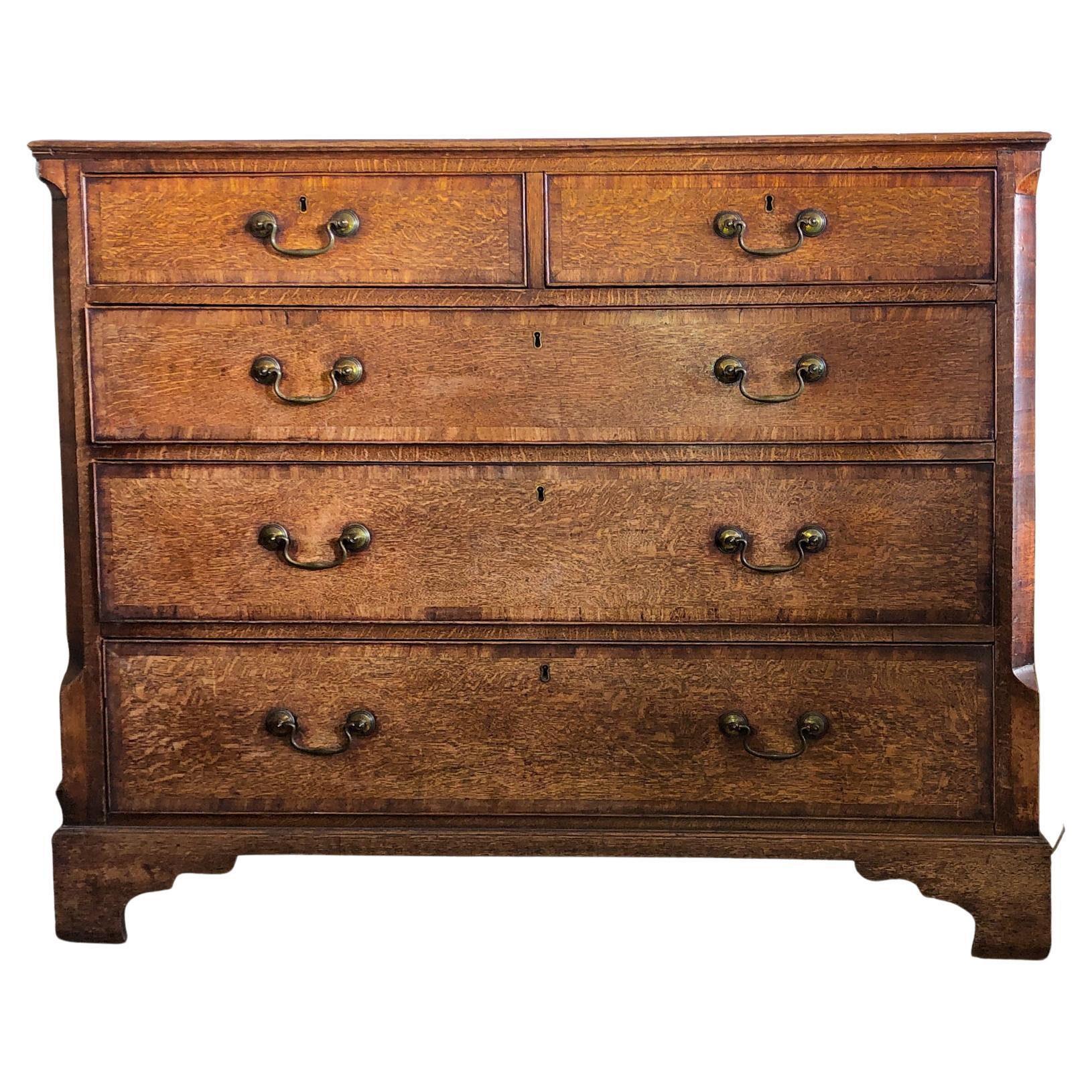 George III / Chippendale Oak Chest of Drawers For Sale