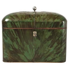 George lll Period Green Tortoiseshell Tea Caddy