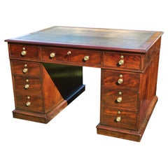 Antique George III Period Mahogany Library Partner's Desk