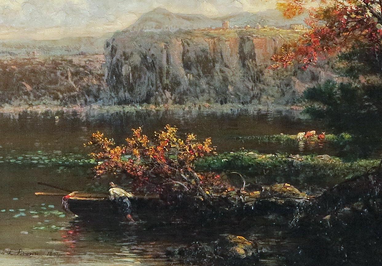 Lake Of Nemi, Near Rome - American Impressionist Painting by George Loring Brown