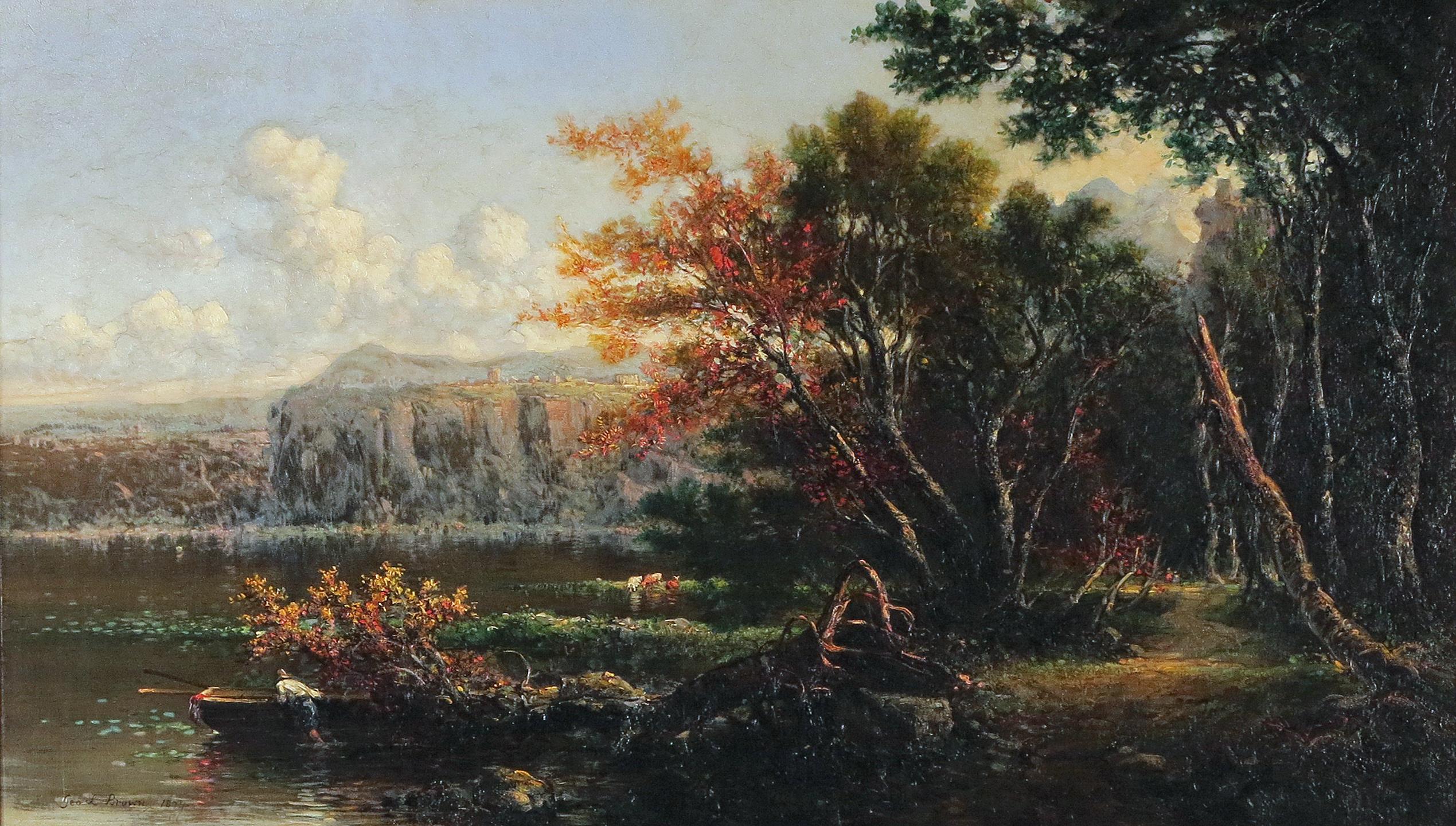 George Loring Brown Landscape Painting - Lake Of Nemi, Near Rome