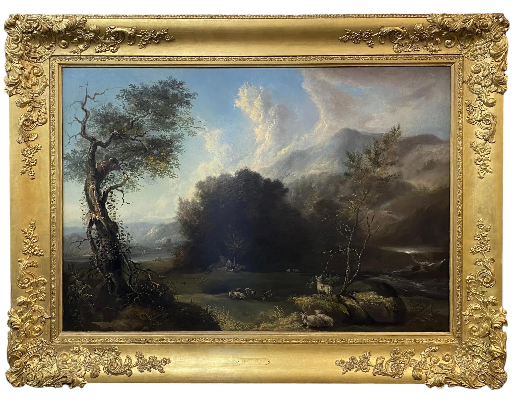 Landscape Painting di George Loring Brown - Paesaggio con pecore e bovini