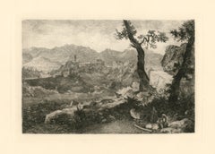 "A View near Rome" original etching