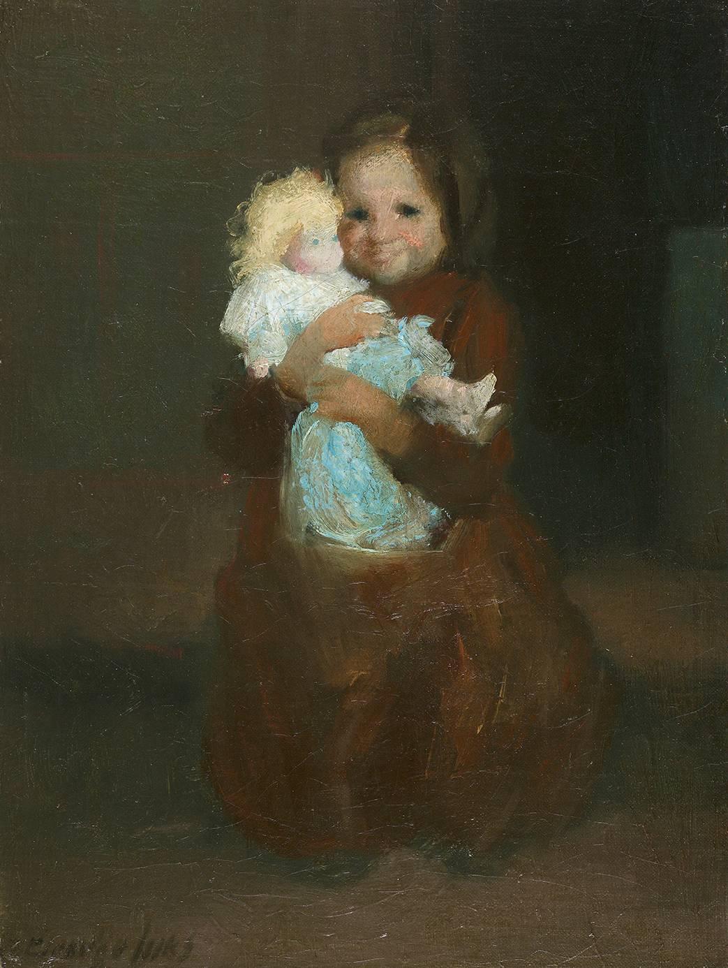 George Luks Figurative Painting - Child with Doll
