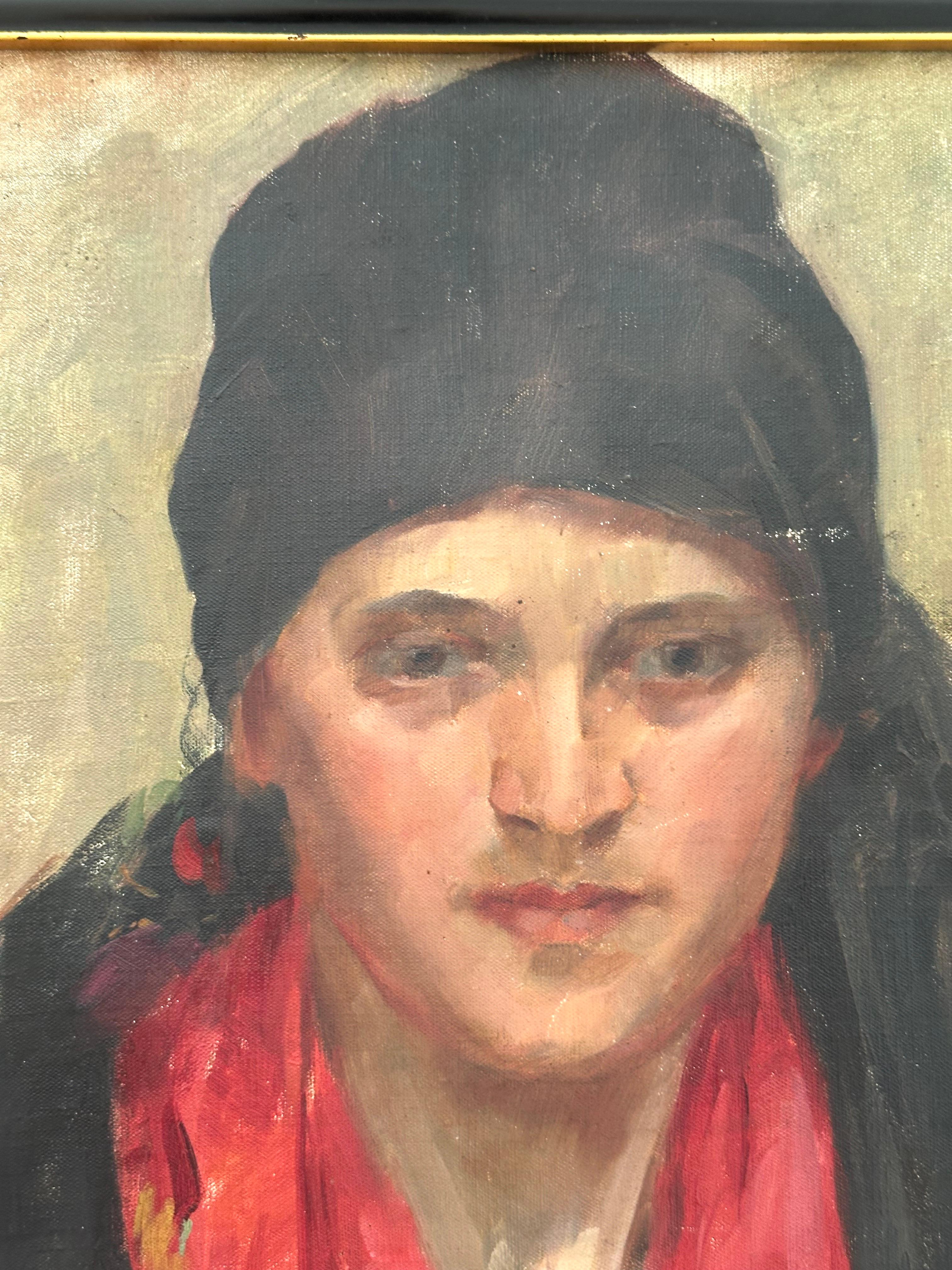 Porträt einer stilvollen Frau – Painting von George Luks