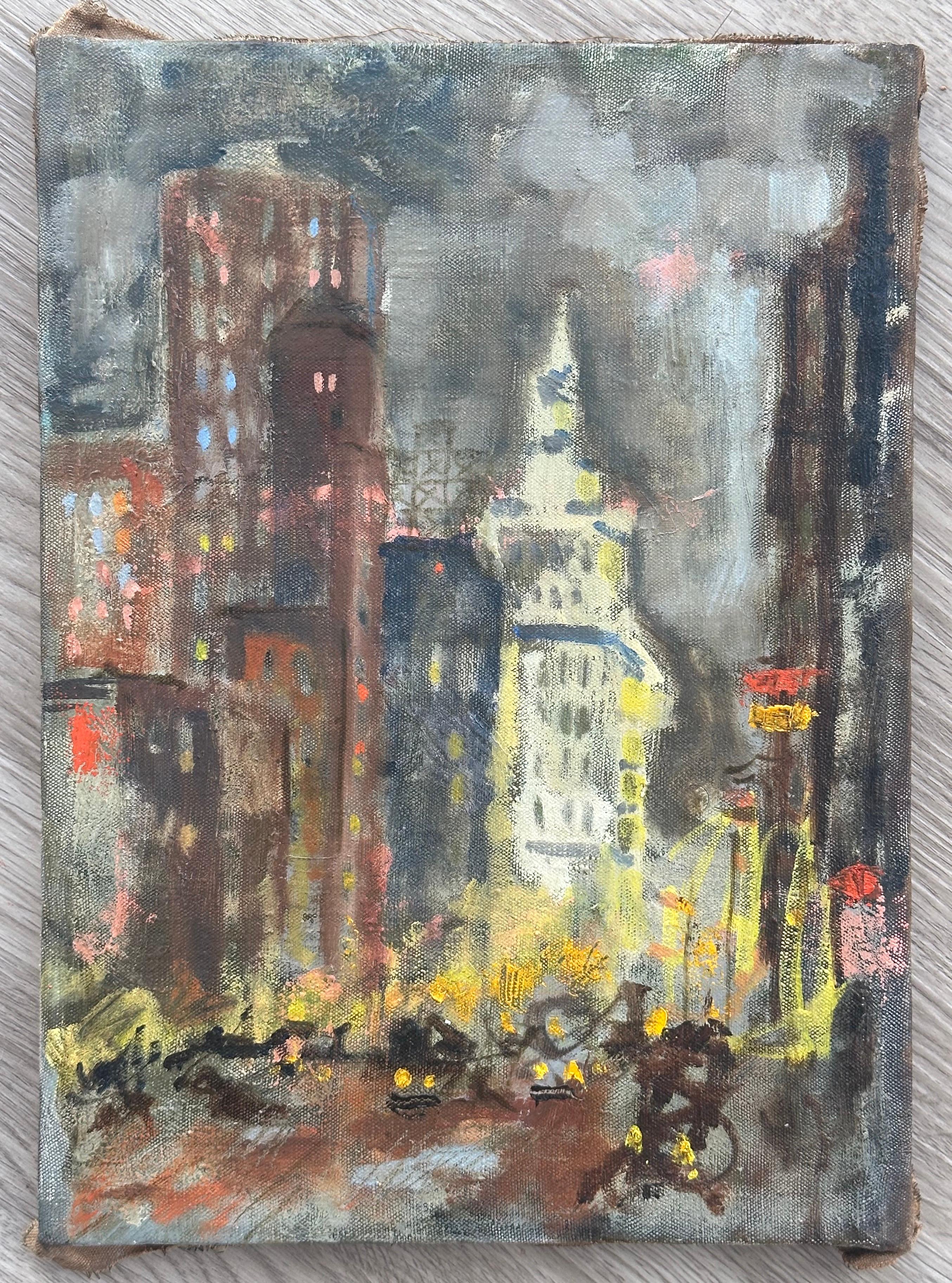 Seventh Avenue (peinture du paysage urbain de Manhattan à New York) - Painting de George Luks