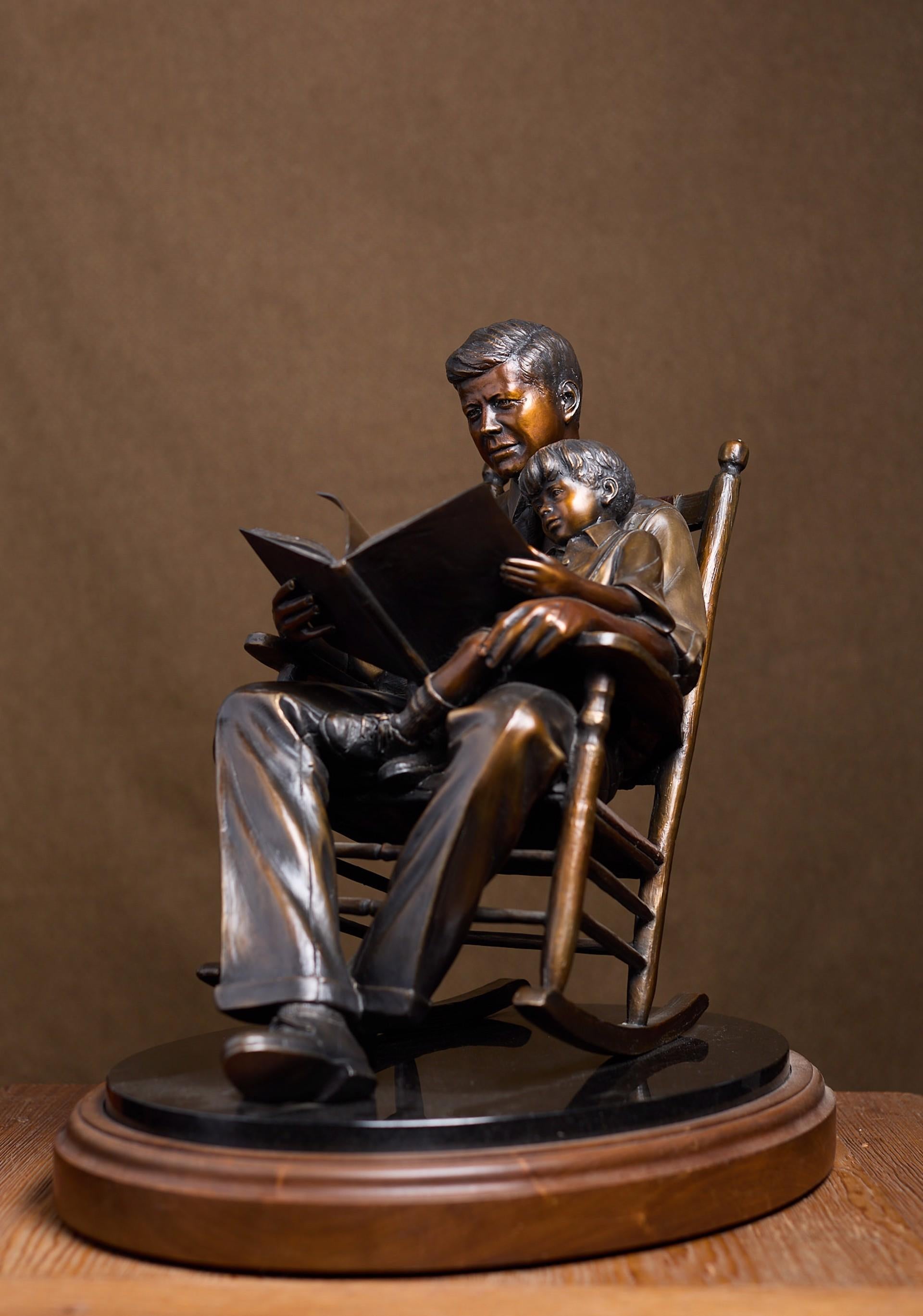 George Lundeen Figurative Sculpture - Turning the Pages (John F. Kennedy)