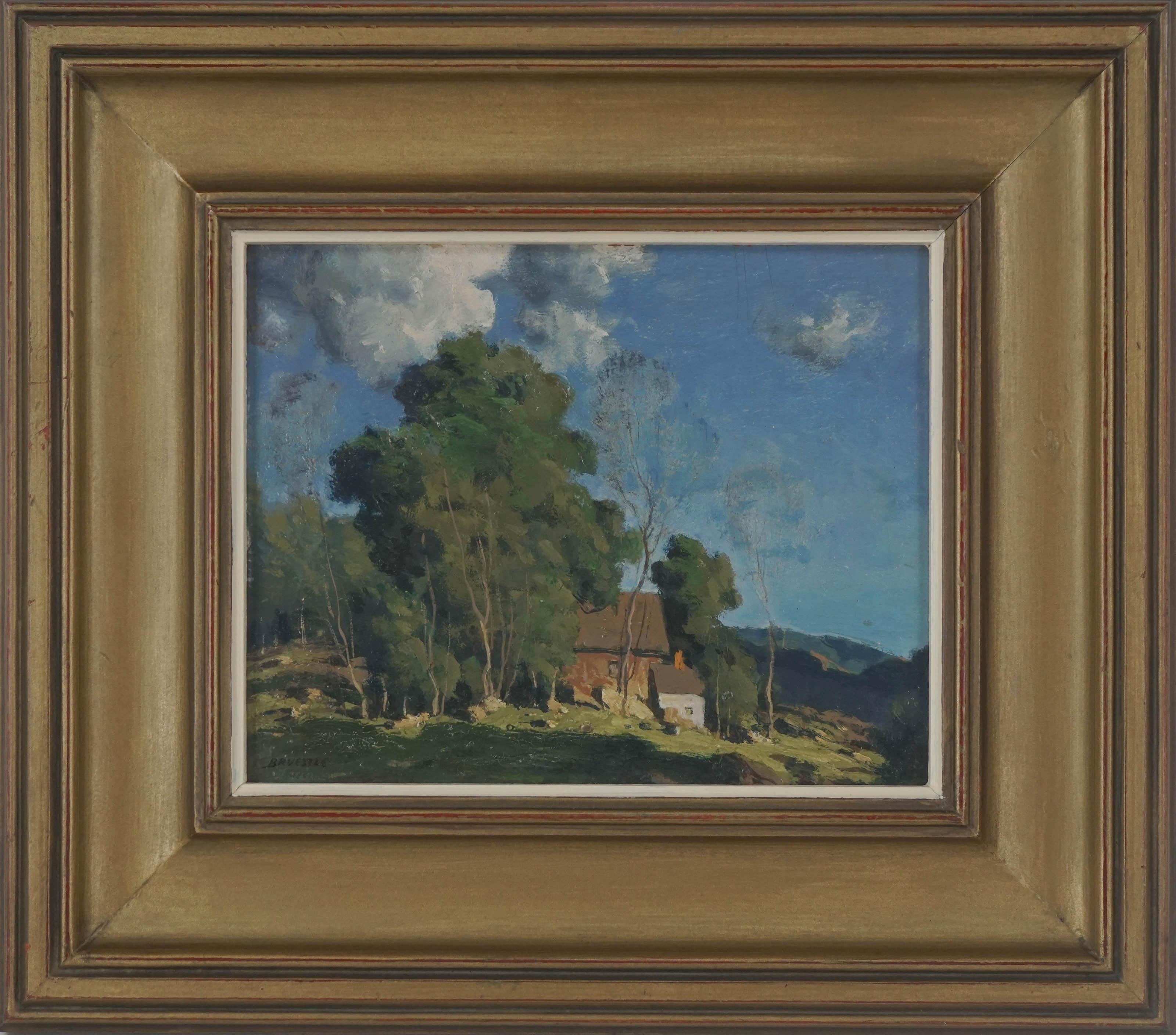 George M. Bruestle Landscape Painting - Early 20th Century American Impressionism -- Old Lyme New England Farm
