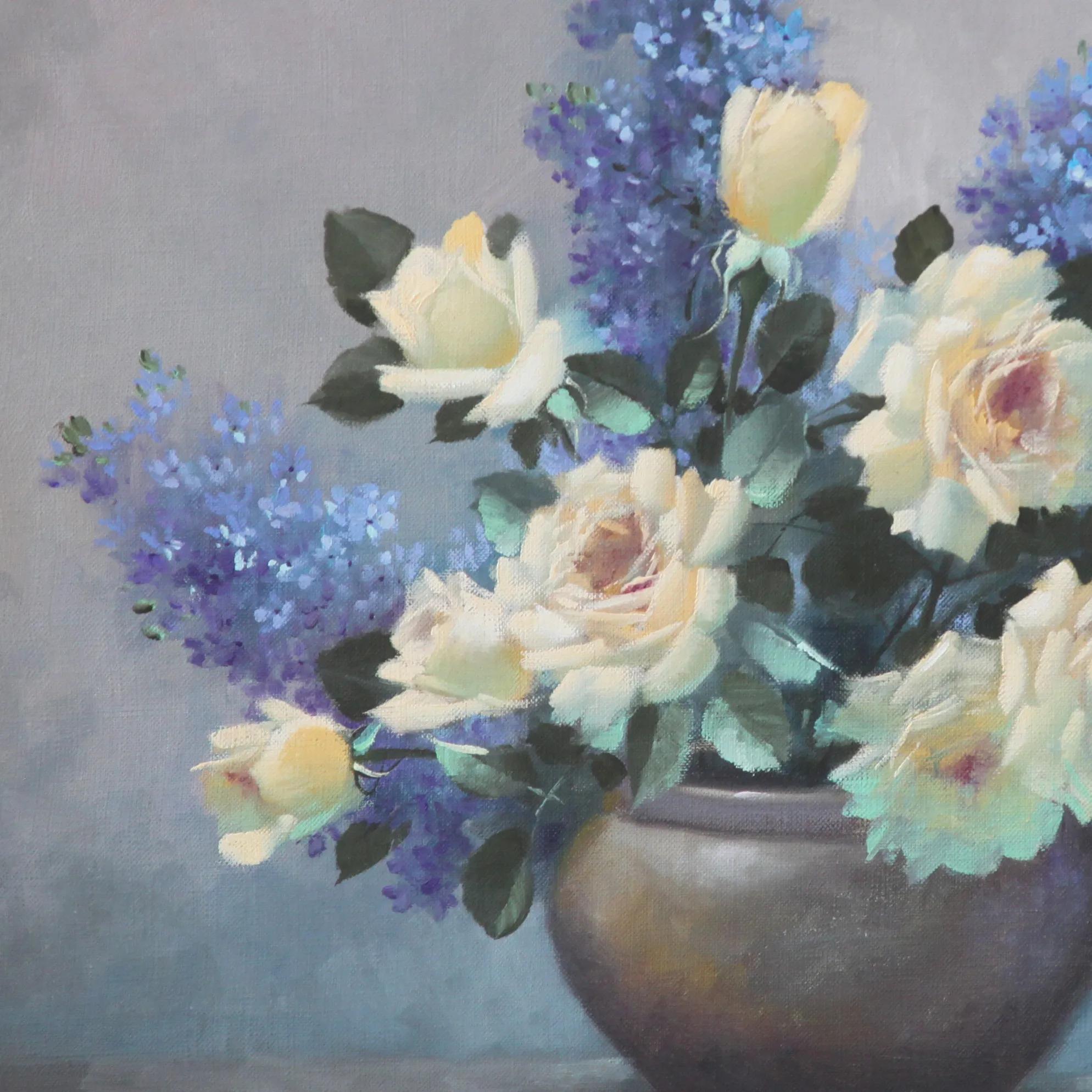 Realistisches Stillleben, „Unnamed Floral Stillleben“ (Realismus), Painting, von George M. Walker