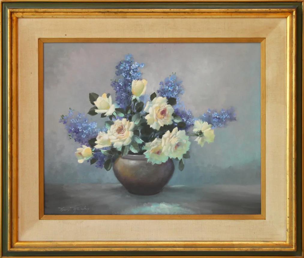 George M. Walker Still-Life Painting - Realist Still Life, "Unnamed Floral Still Life"