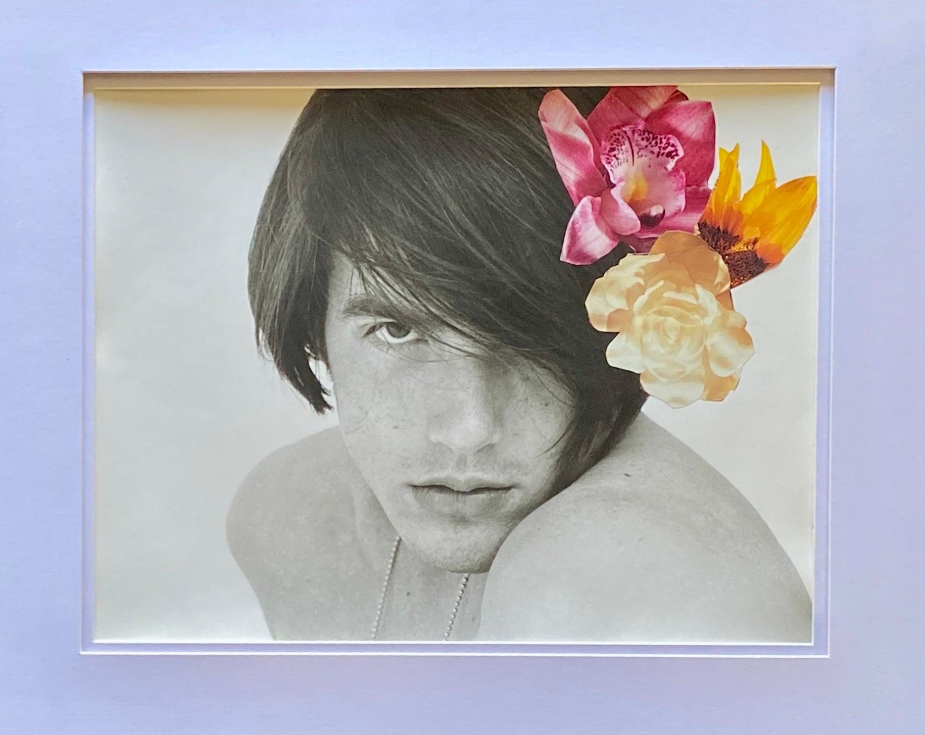 George Machado Orig B&WPhotograph Male Portrait “One of a Kind Collage” Series In Good Condition For Sale In Palm Springs, CA