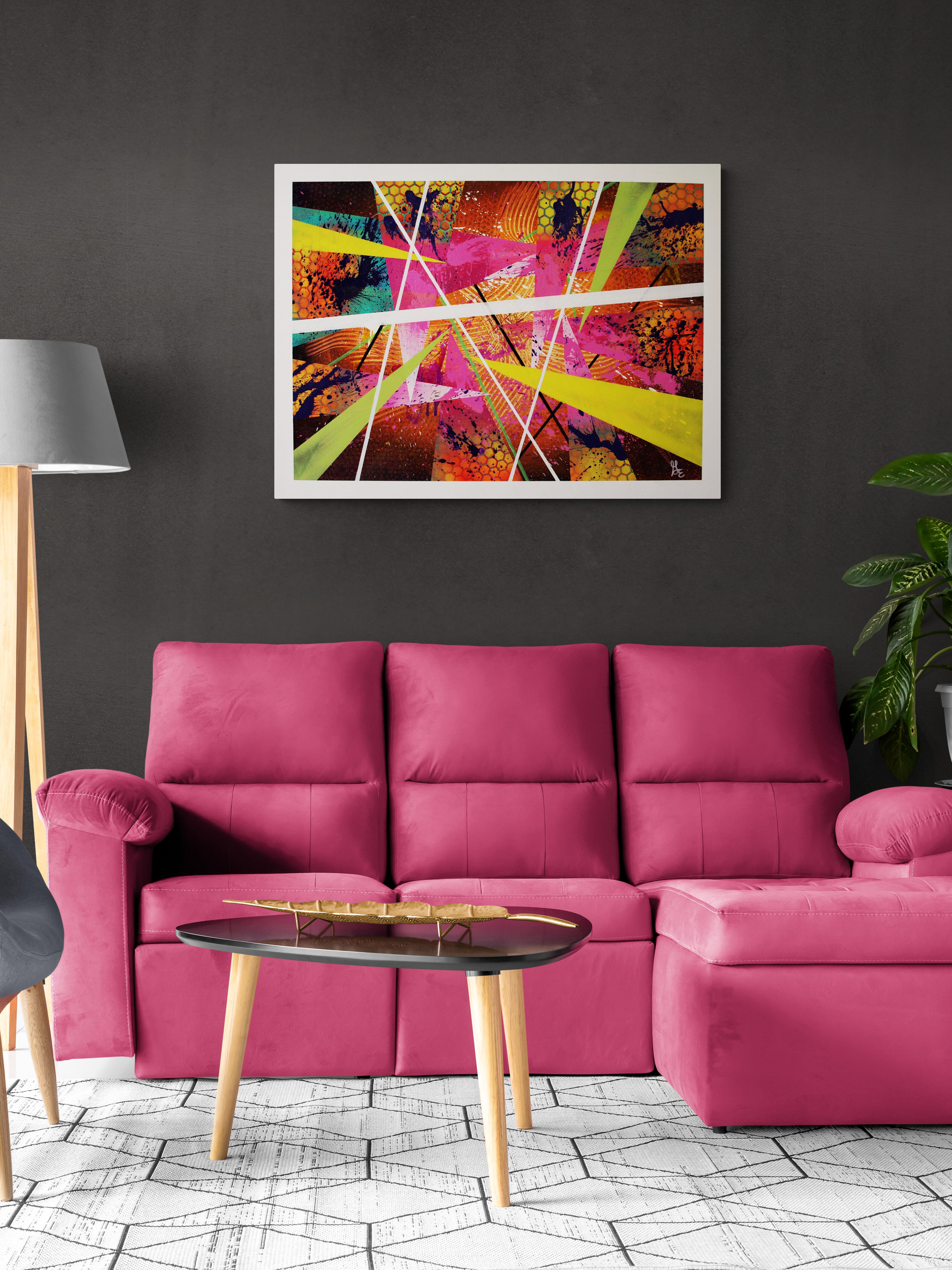 Bursting Forth, Original signiertes zeitgenössisches kühnes und farbenfrohes abstraktes Gemälde im Angebot 1