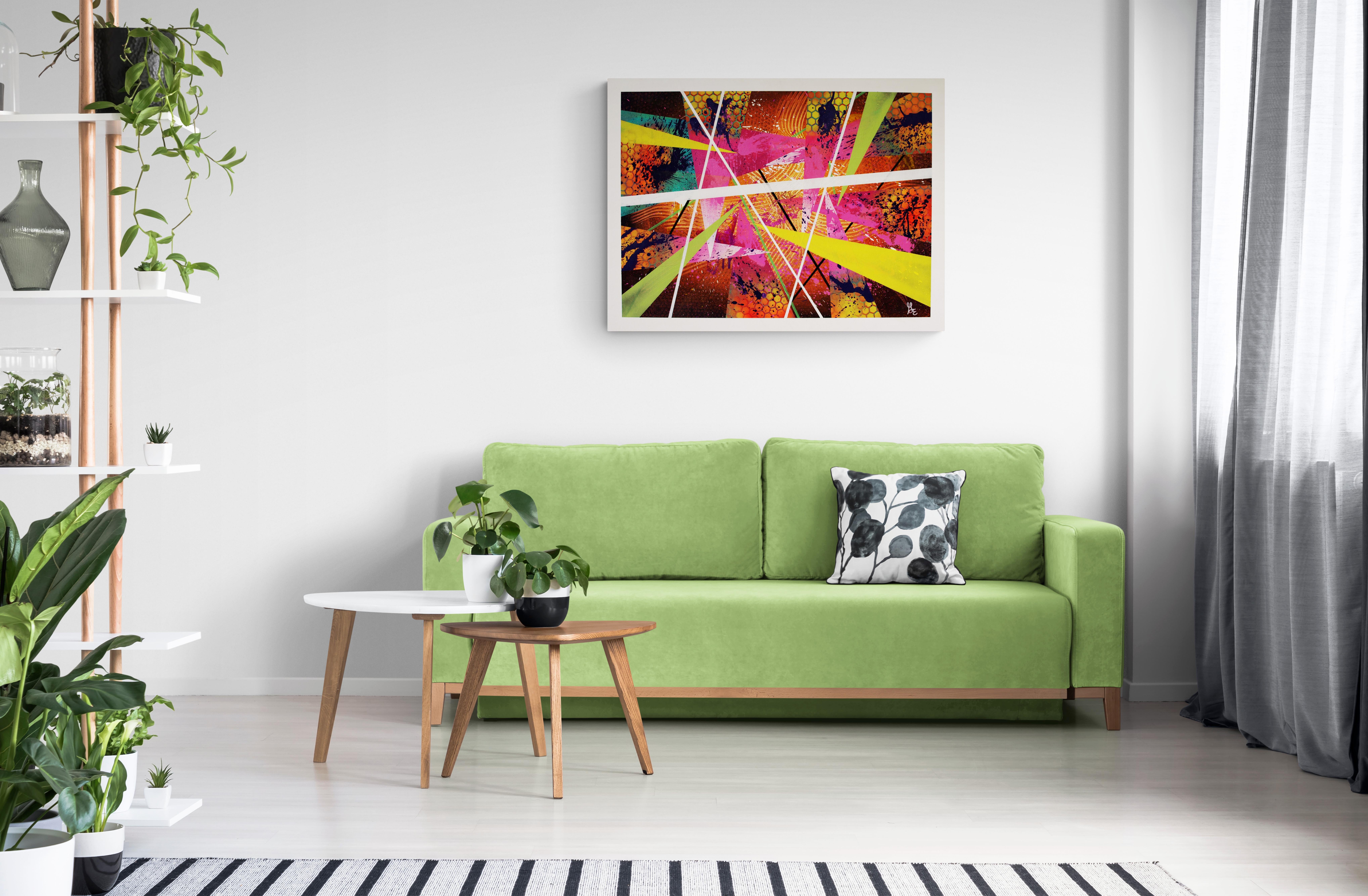 Bursting Forth, Original signiertes zeitgenössisches kühnes und farbenfrohes abstraktes Gemälde im Angebot 2