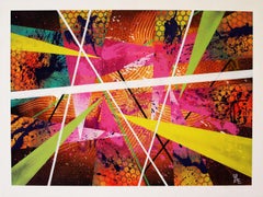 Peinture abstraite contemporaine audacieuse et colorée Bursting Forth, signée
