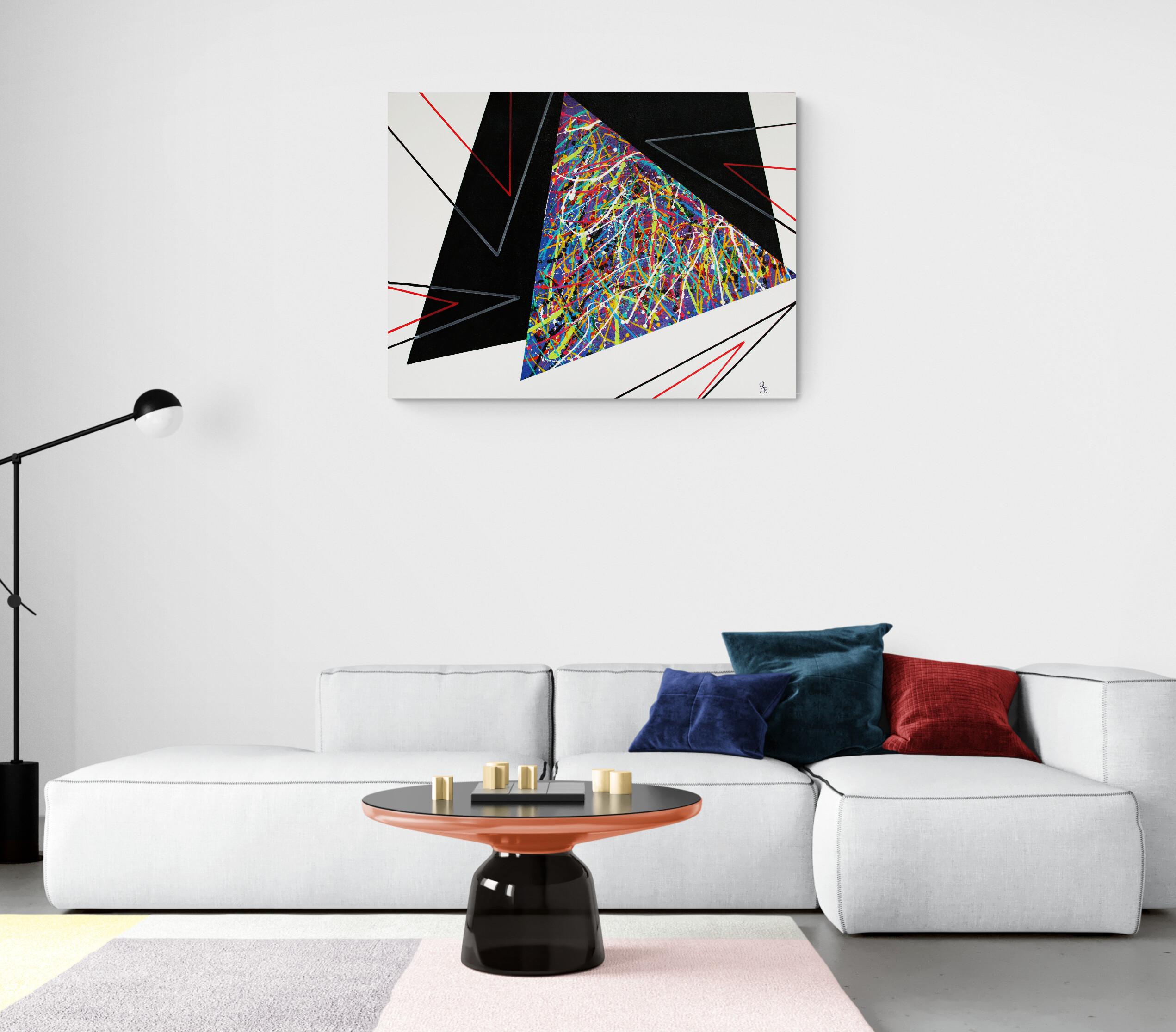 In Motion, Original Signed Geometric Abstract Expressionist Painting For Sale 1