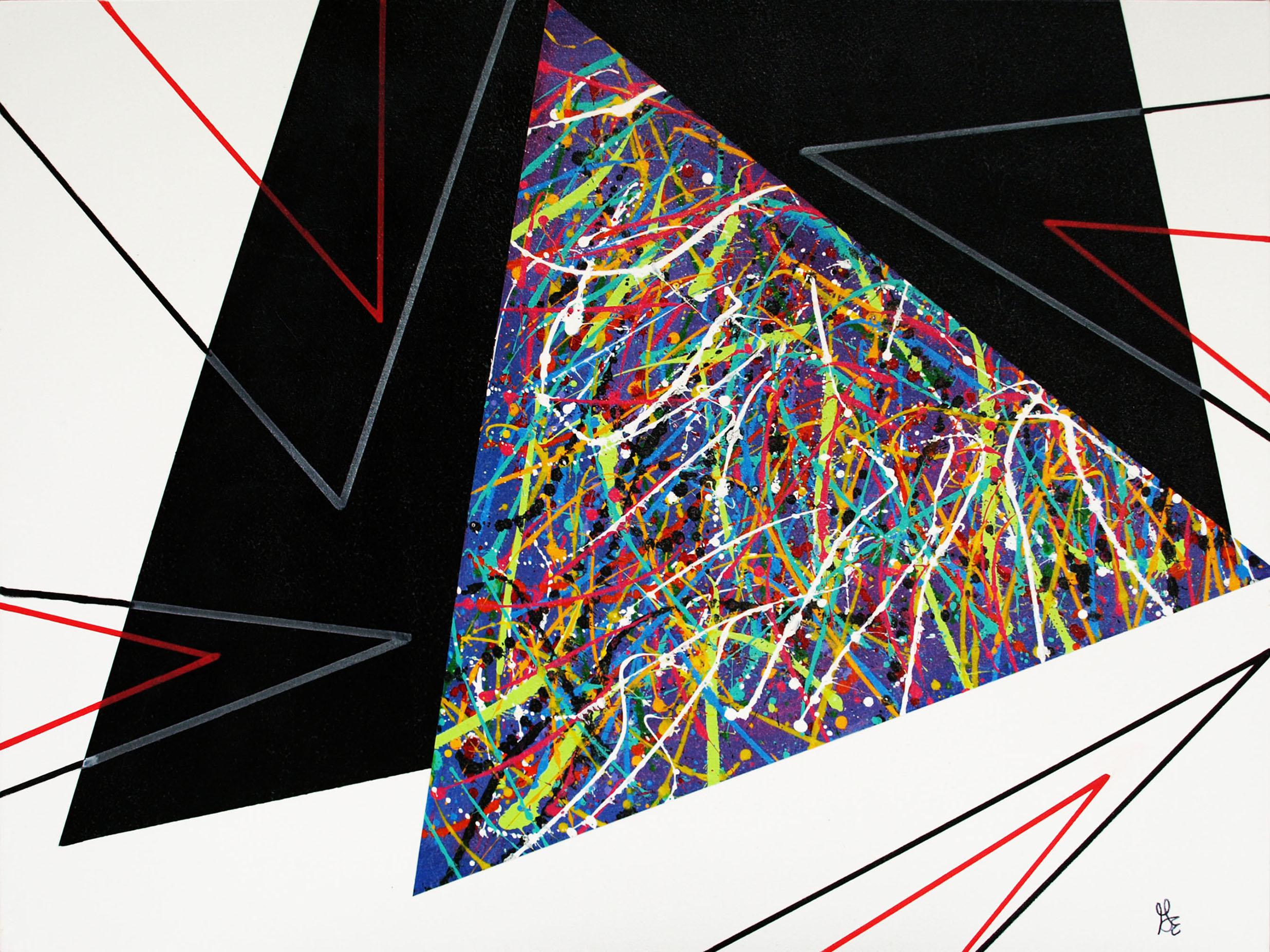 Abstract Painting George Marlowe - Peinture expressionniste abstraite géométrique originale signée In Motion
