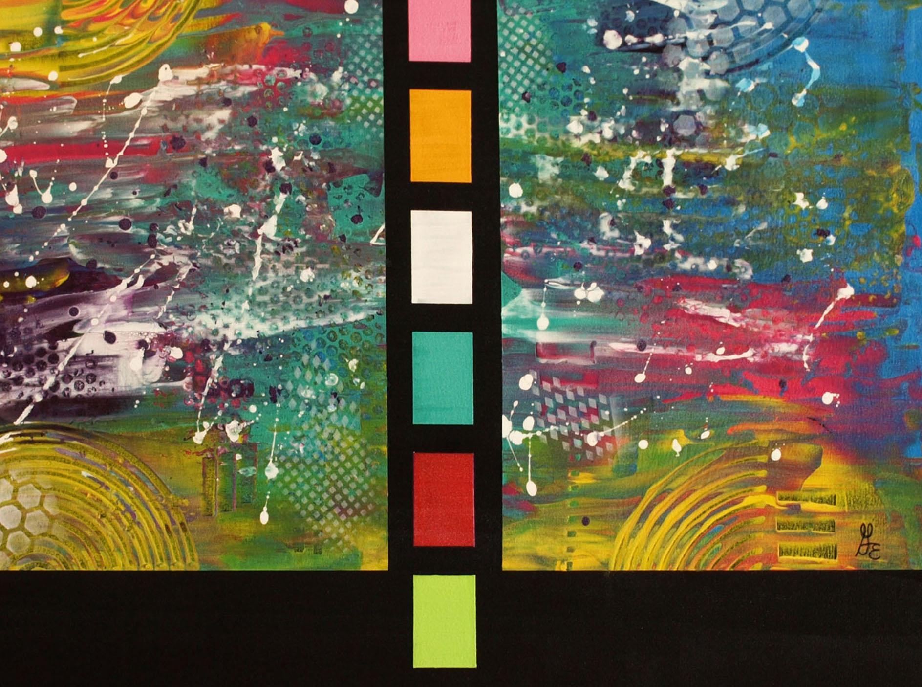 Wanderlust Interrupted, dipinto astratto contemporaneo in grassetto originale e firmato - Painting di George Marlowe