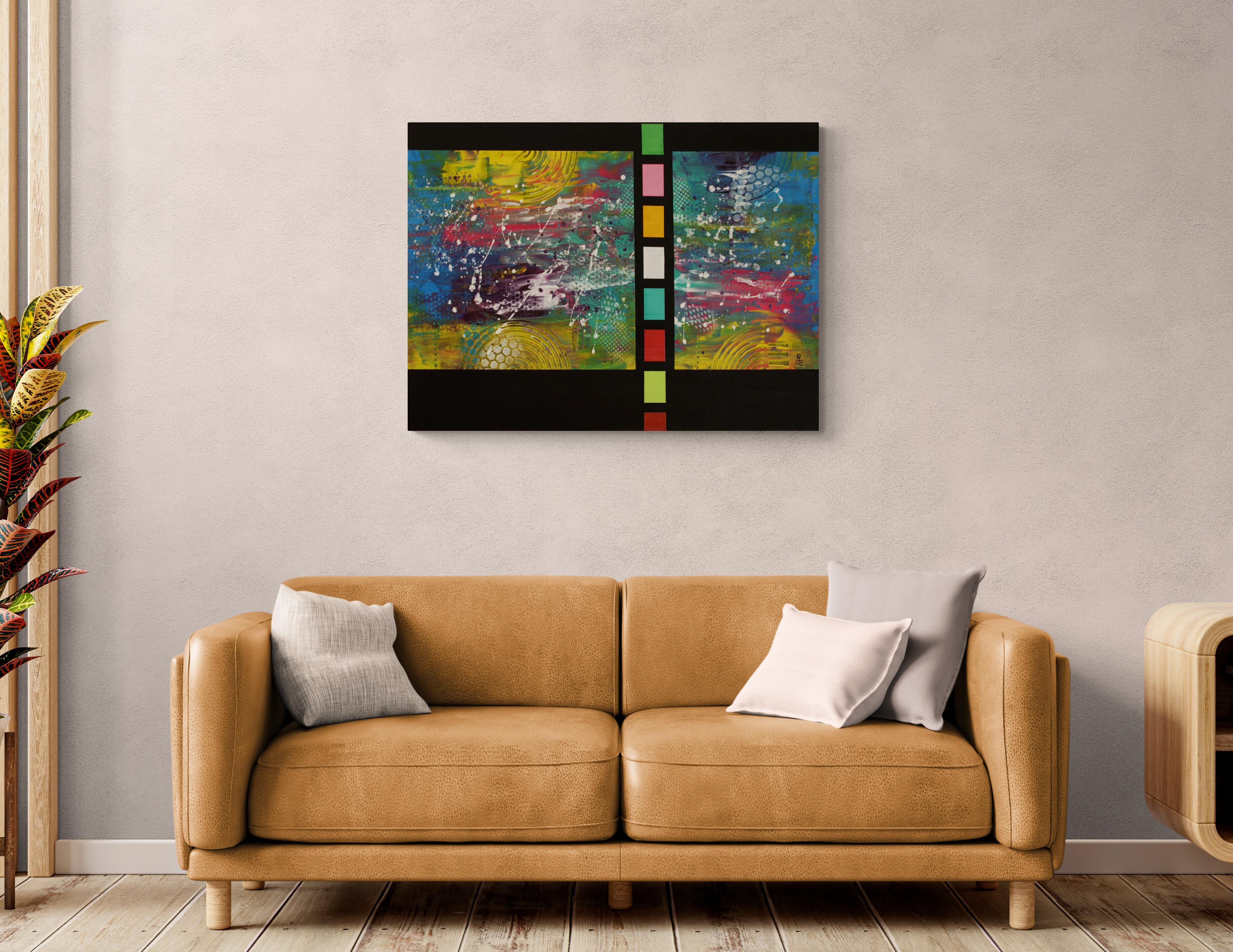 Wanderlust Interrupted, Original Signed Contemporary Bold Abstract Painting For Sale 1