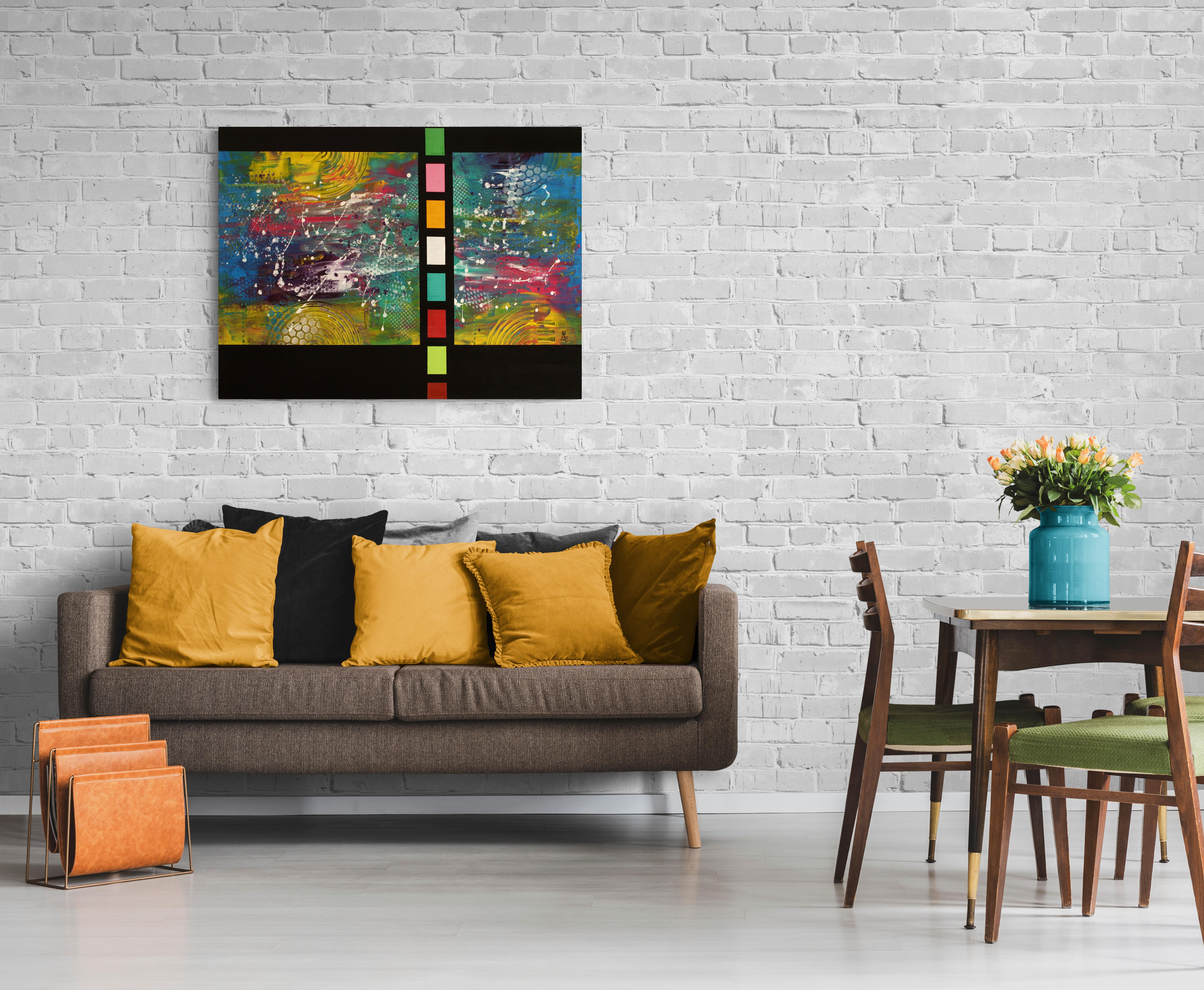 Wanderlust Interrupted, Original Signed Contemporary Bold Abstract Painting For Sale 2
