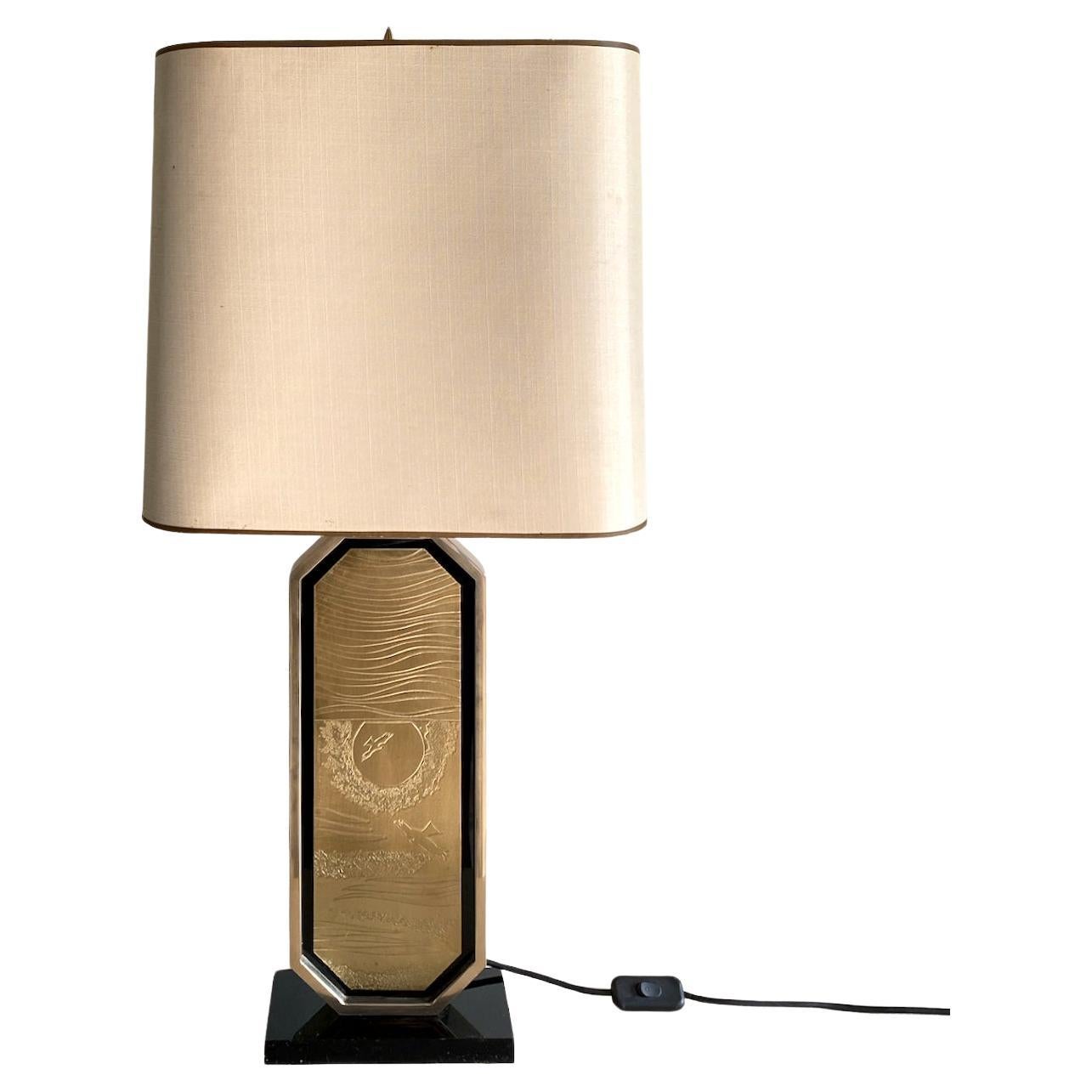 George Mathias 23kt gold plated table lamp 1970's For Sale
