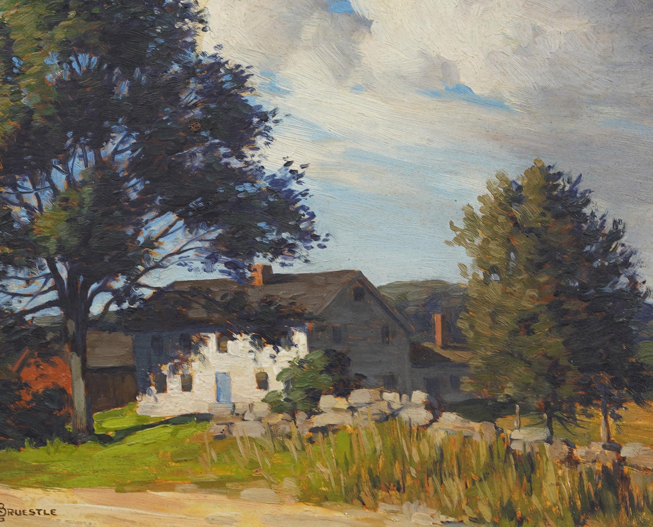 Antique American Impressionist Framed New England Landscape Original Painting For Sale 2