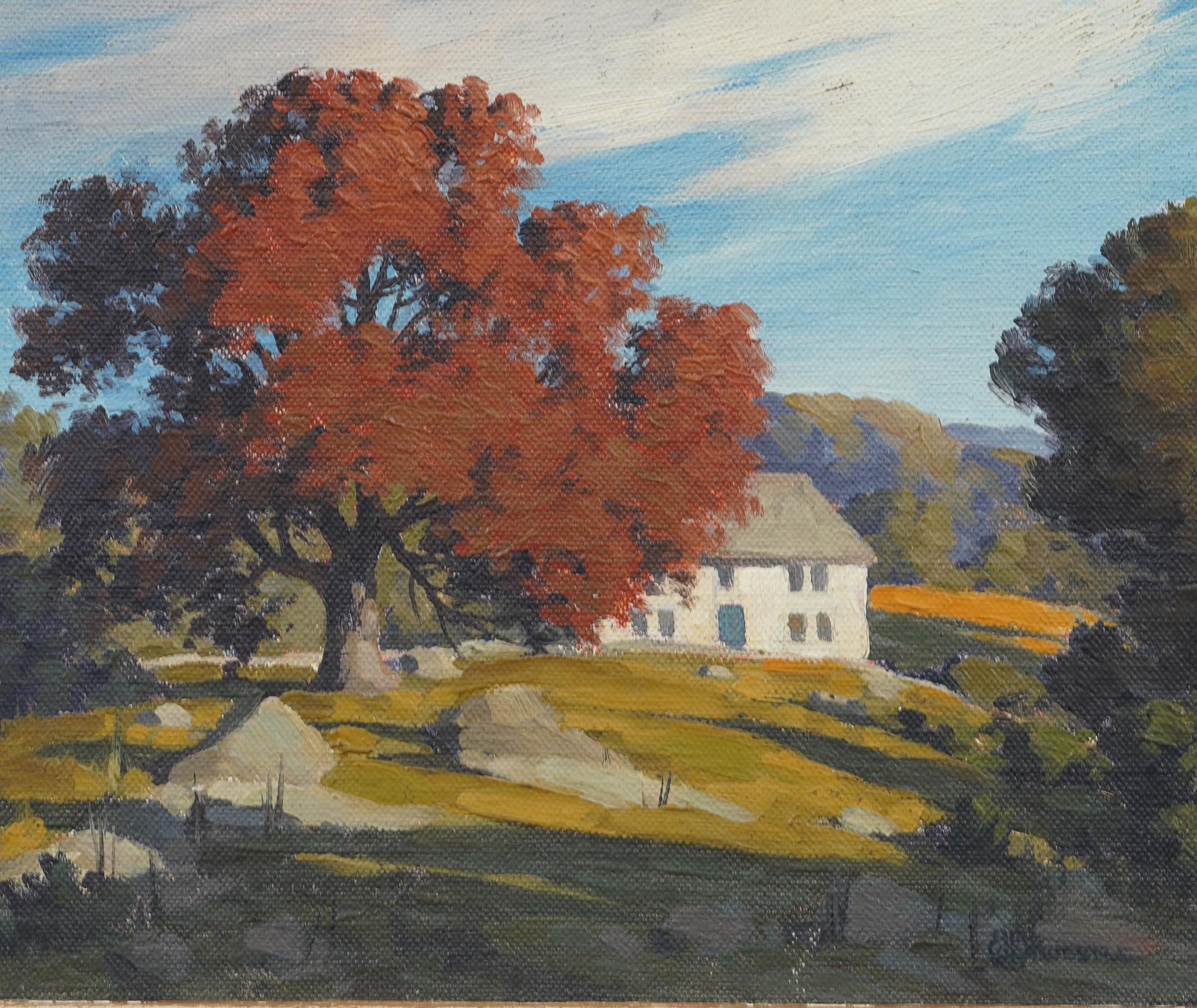 Antique American Impressionist Framed New England Landscape Original Painting For Sale 2