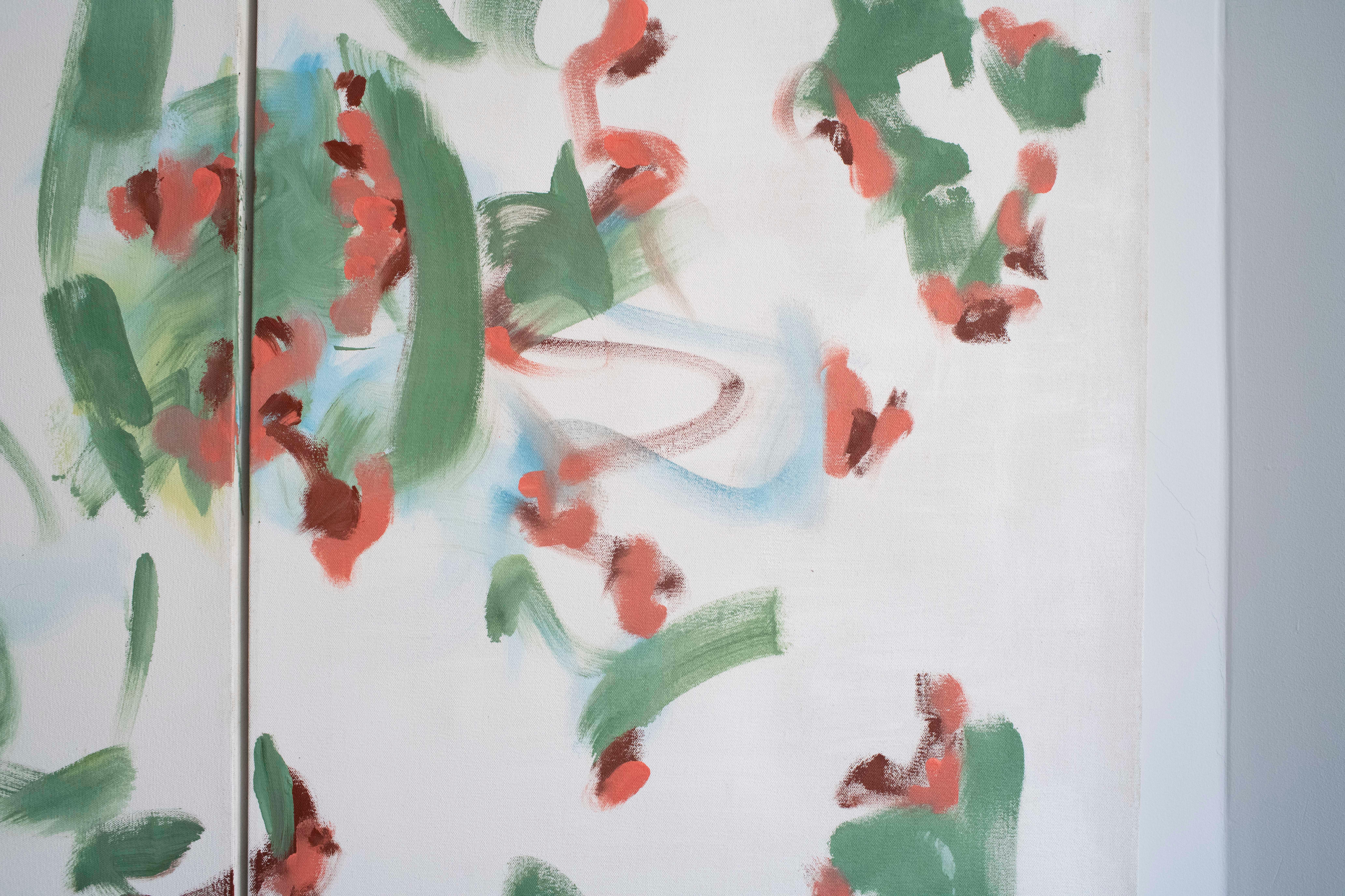 Triptychon-Gemälde mit weißem und grünem Muster von George McClancy im Angebot 5