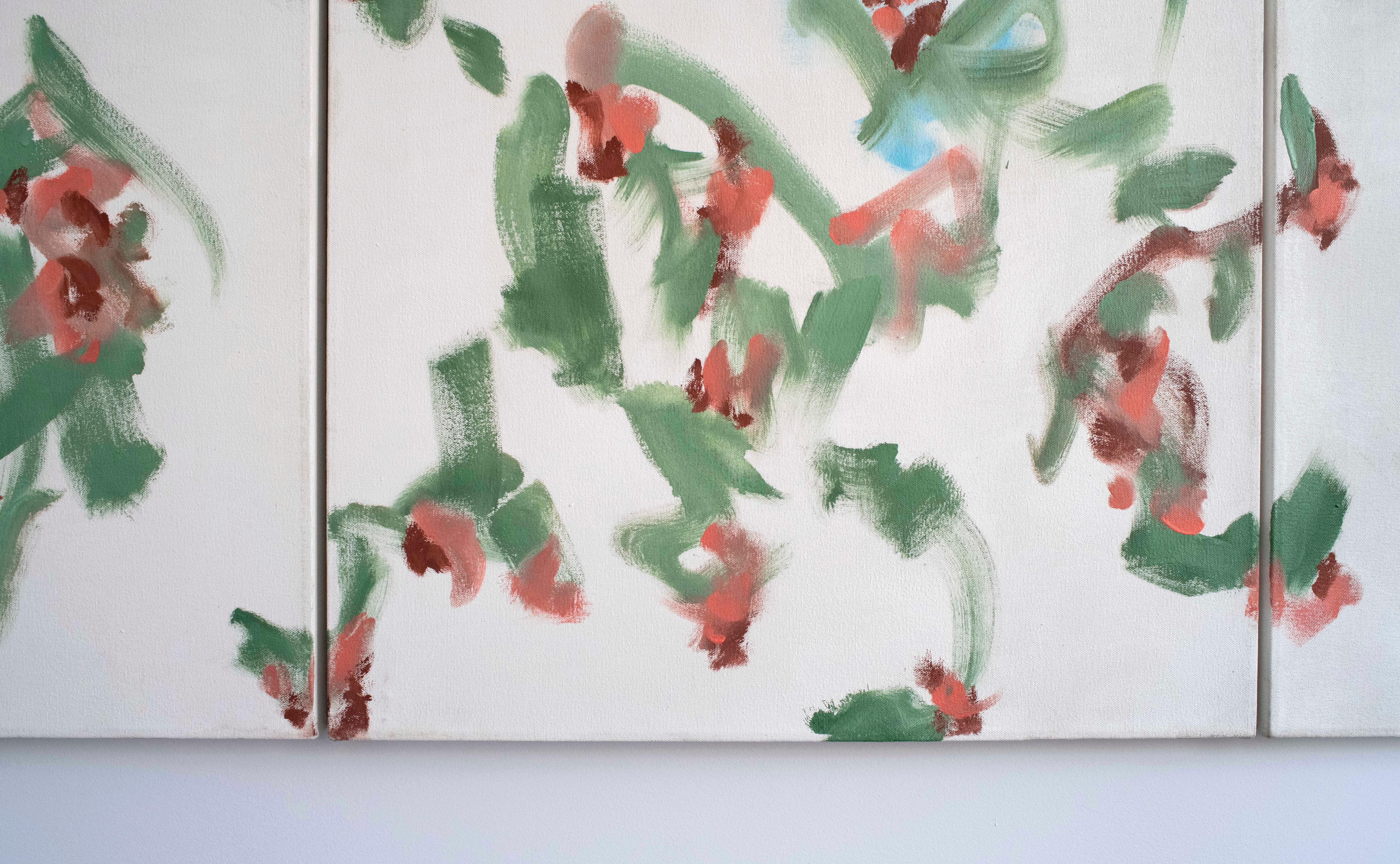 Triptychon-Gemälde mit weißem und grünem Muster von George McClancy im Angebot 6