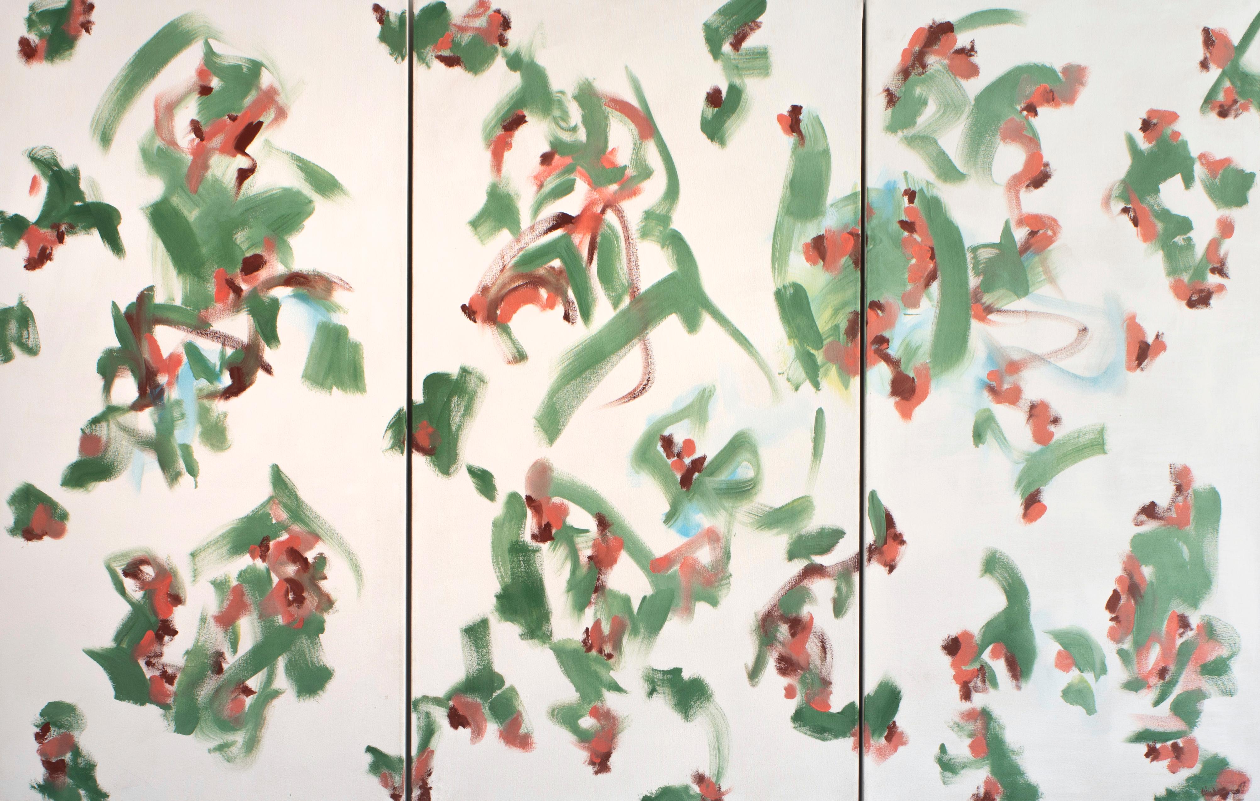 George McClancy (1930-2014) Abstraktes Muster-Triptychon. 
Acryl auf Leinwand 
75W" x 48H"

George McClancy erwarb einen MA in Malerei an der Katholischen Universität in Washington DC, wo er Schüler von Kenneth Noland war. George McClancy gehörte zu