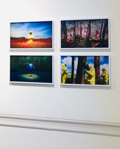 Surreal Eco-tourists in the Wood', Colour futuristic Small Print, Framed