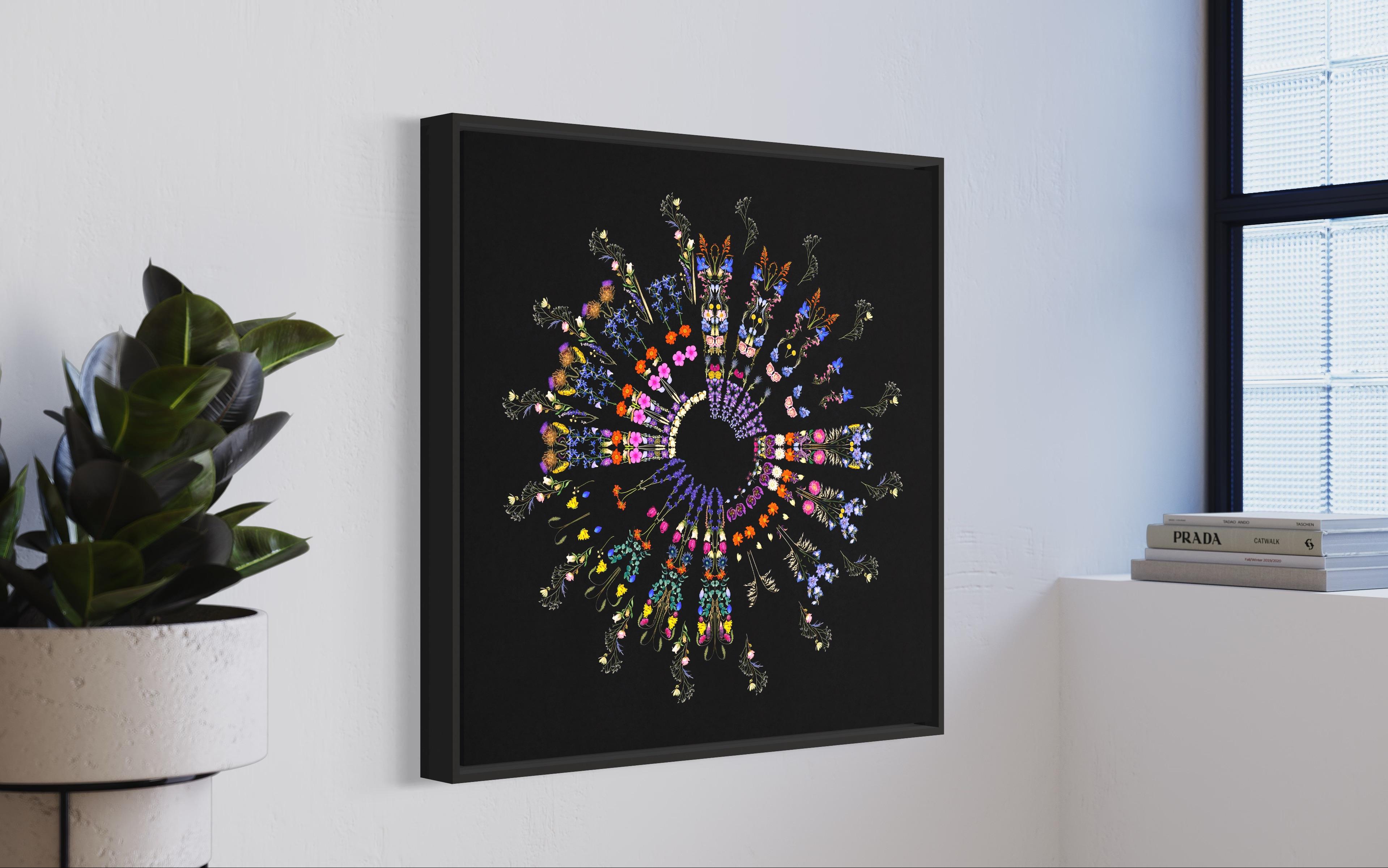 Florist, Mandala - Collage aus toten Blumen im Angebot 1