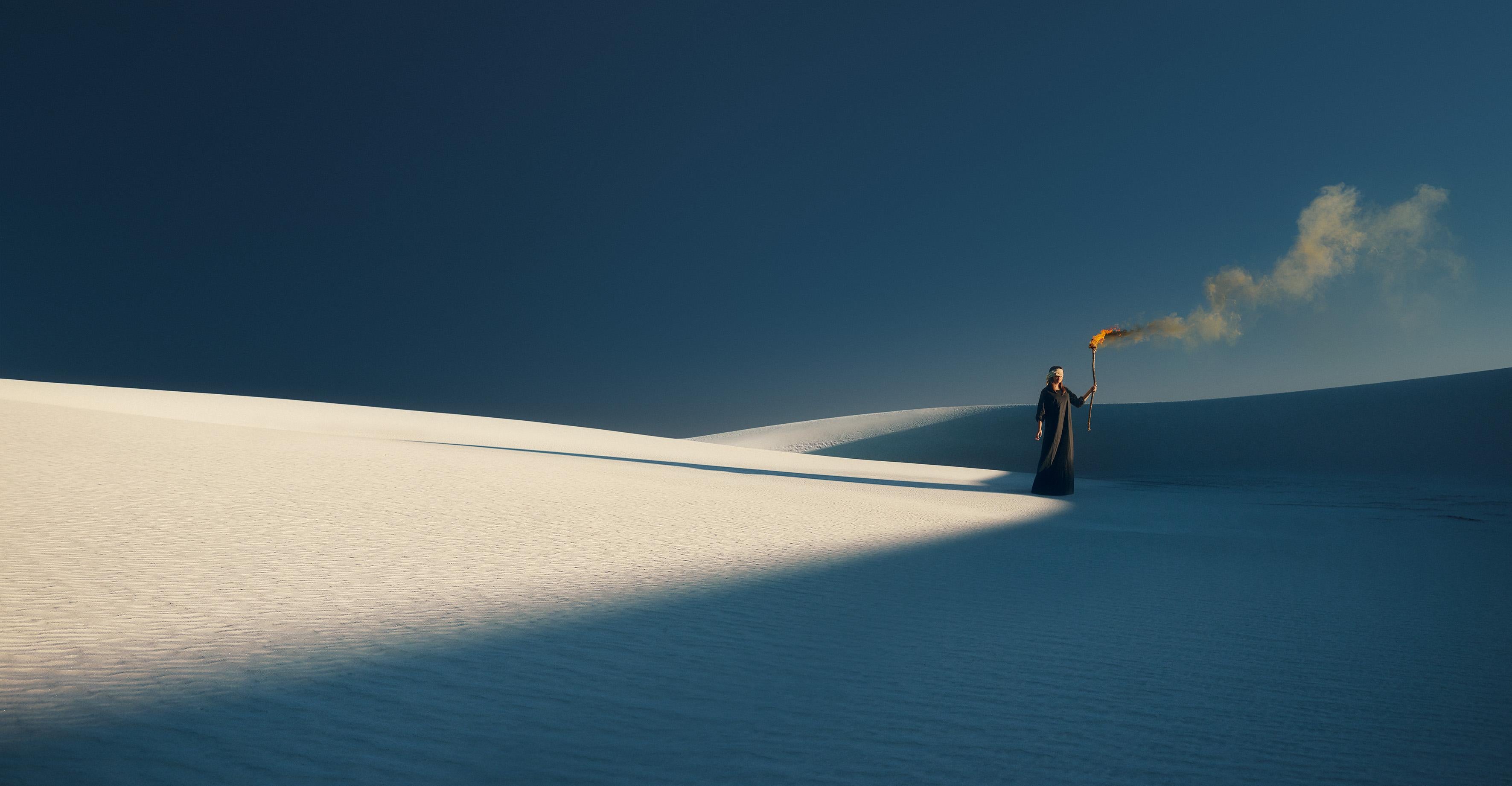 Sito Trinity, paesaggio delle dune di sabbia del Parco Nazionale White Sands, Whiting e Blue