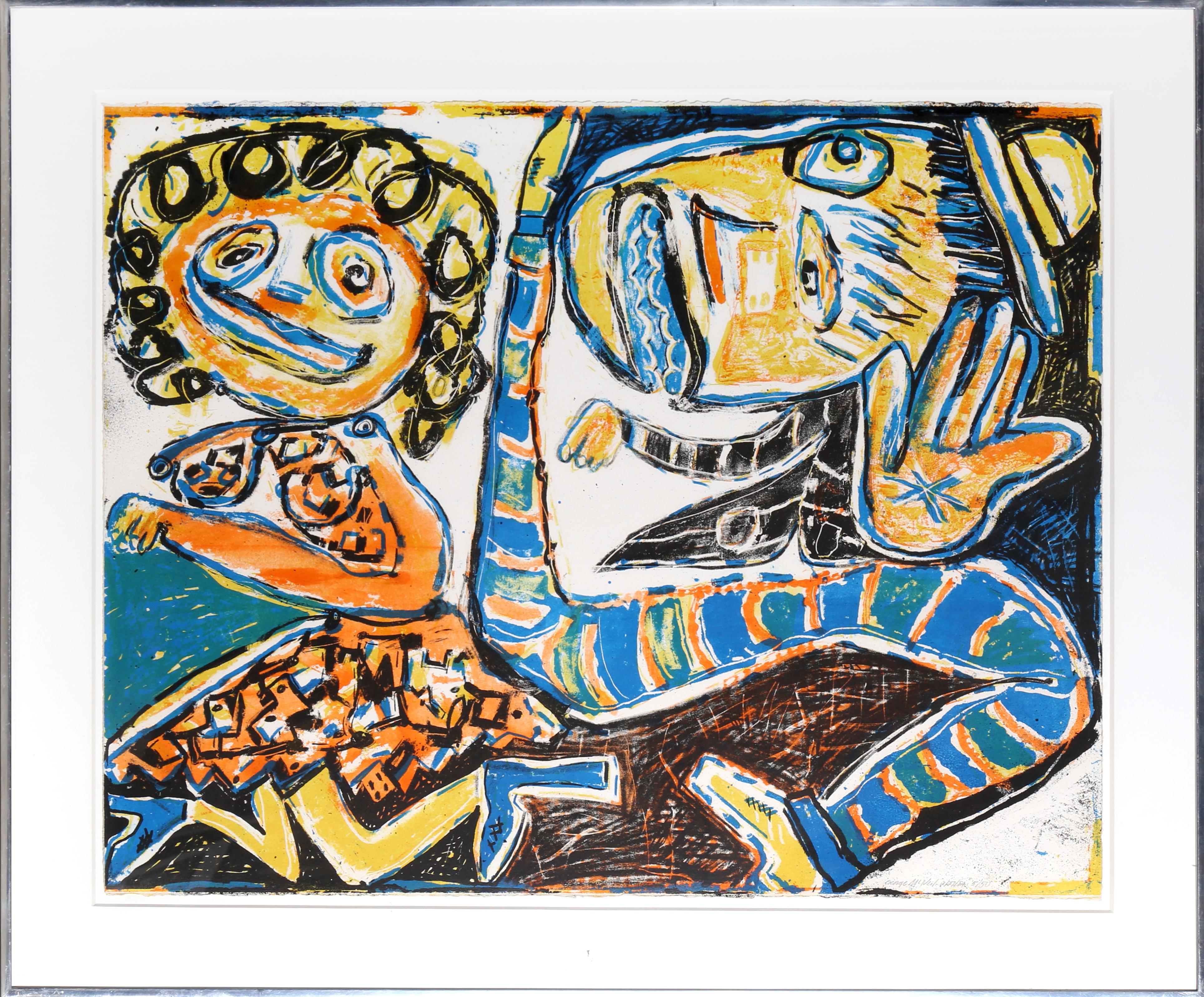 Dancing Faces, Aquatint by George McNeil