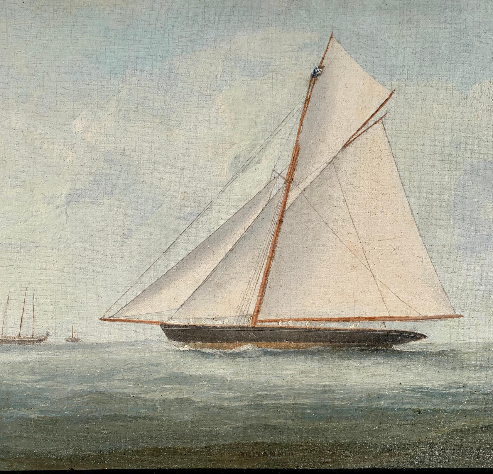 George Mears, 

English 19th century Antique Yacht portrait in oils, circa 1870

Mears in Brighton and worked in Newhaven in the last part of the 19th century.  He was a British ship portraitist, painting shipping scenes off the English South coast.