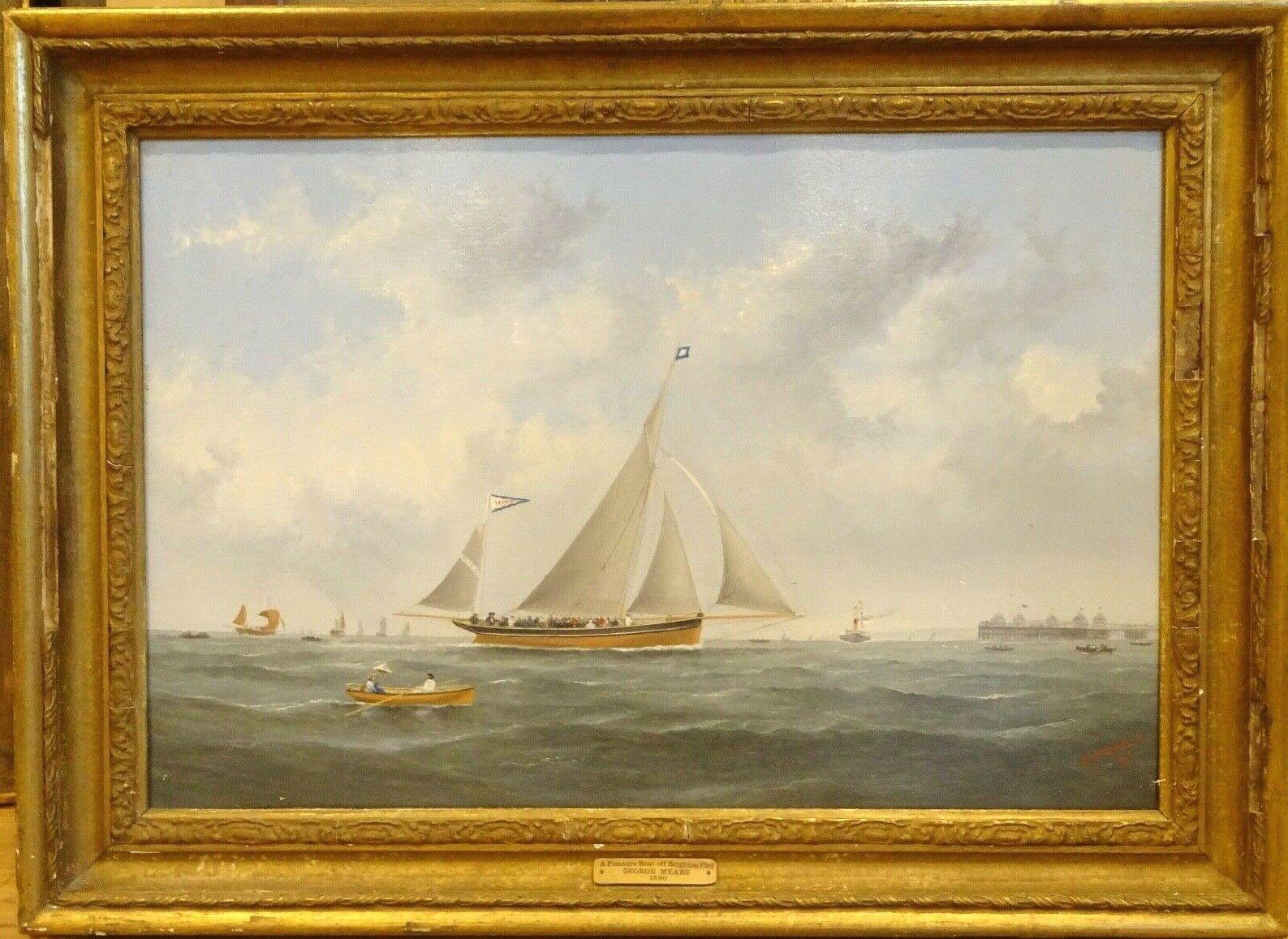 Pleasure Boating Off Brighton Pier, 19th Century - Painting by George MEARS 