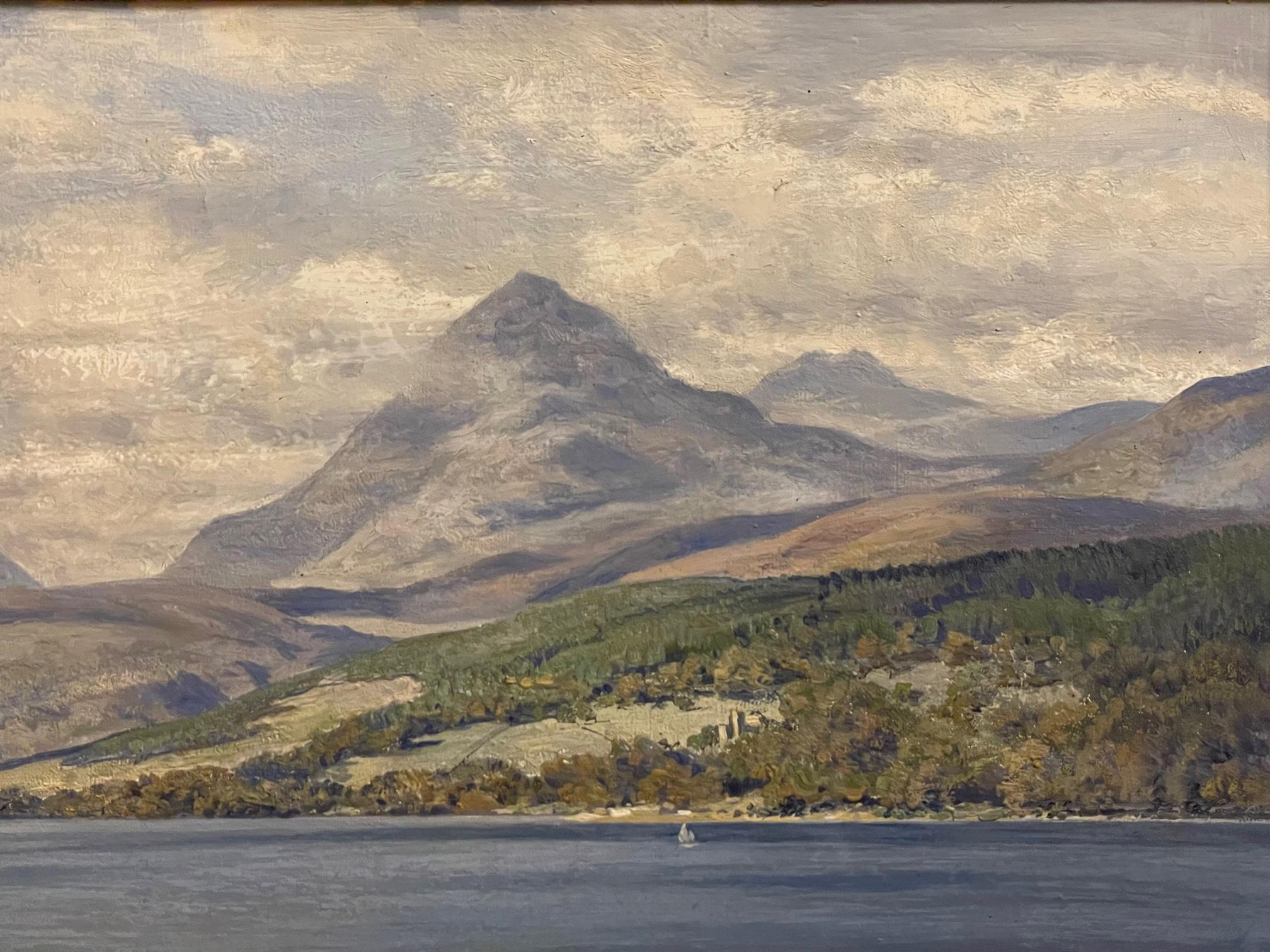 Isle of Arran, Brodick and Goatfell - Brown Landscape Painting by George Melvin Rennie