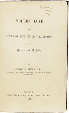 George MEREDITH. Modern Love. FIRST EDITION - PRESENTATION COPY - 1862