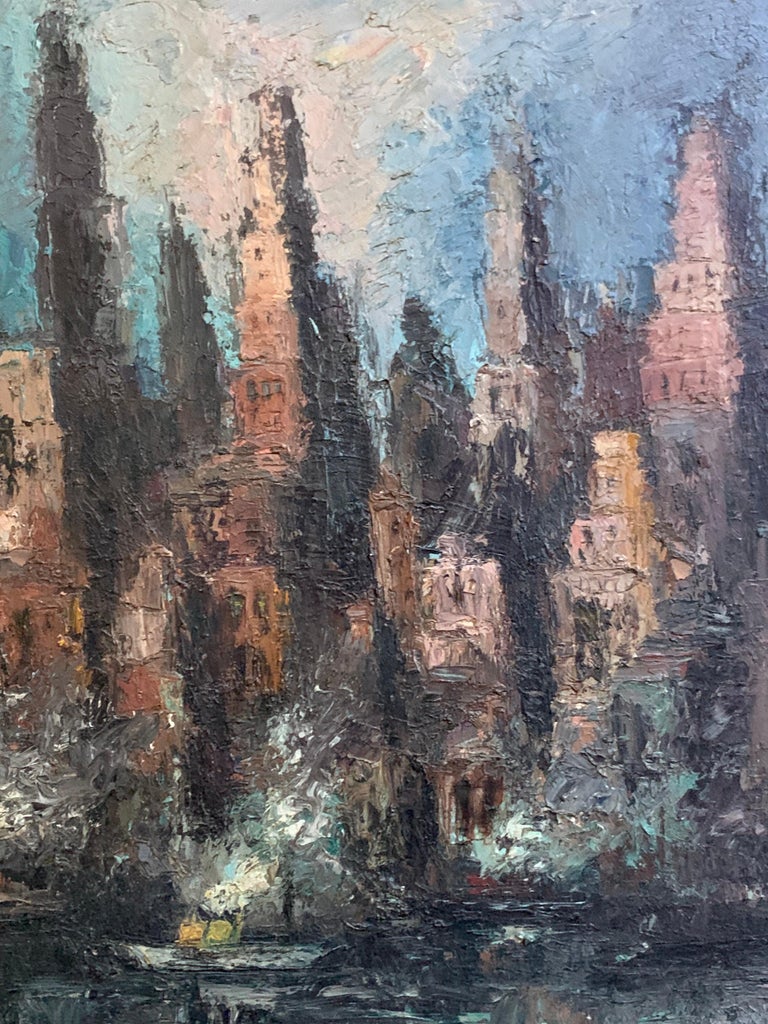 Downtown Manhattan, New York City Skyline - Painting by George Milo Vescia