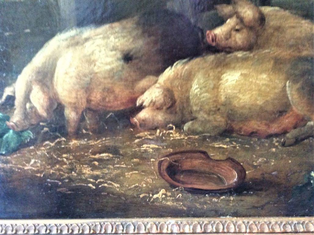 18th Century Landscape, Pigs, Attributed George Morland Pigs In A Barn, Country 2