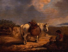 18th Century oil painting of a travellers rest, circle of George Morland