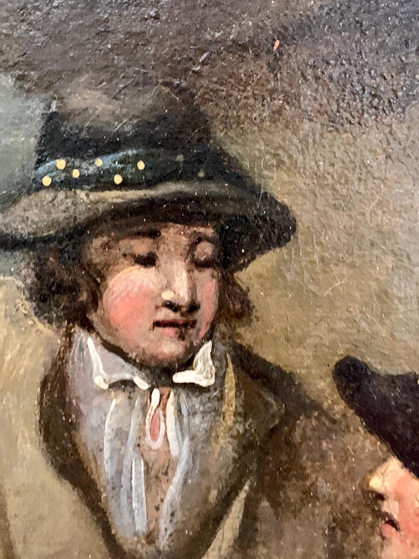 Attribuito a George Morland.

English Country Antiques del XIX secolo, Due contadini che bevono birra in un paesaggio.

Meraviglioso olio su tela originale dell'inizio del XIX secolo. 

Una classica composizione 