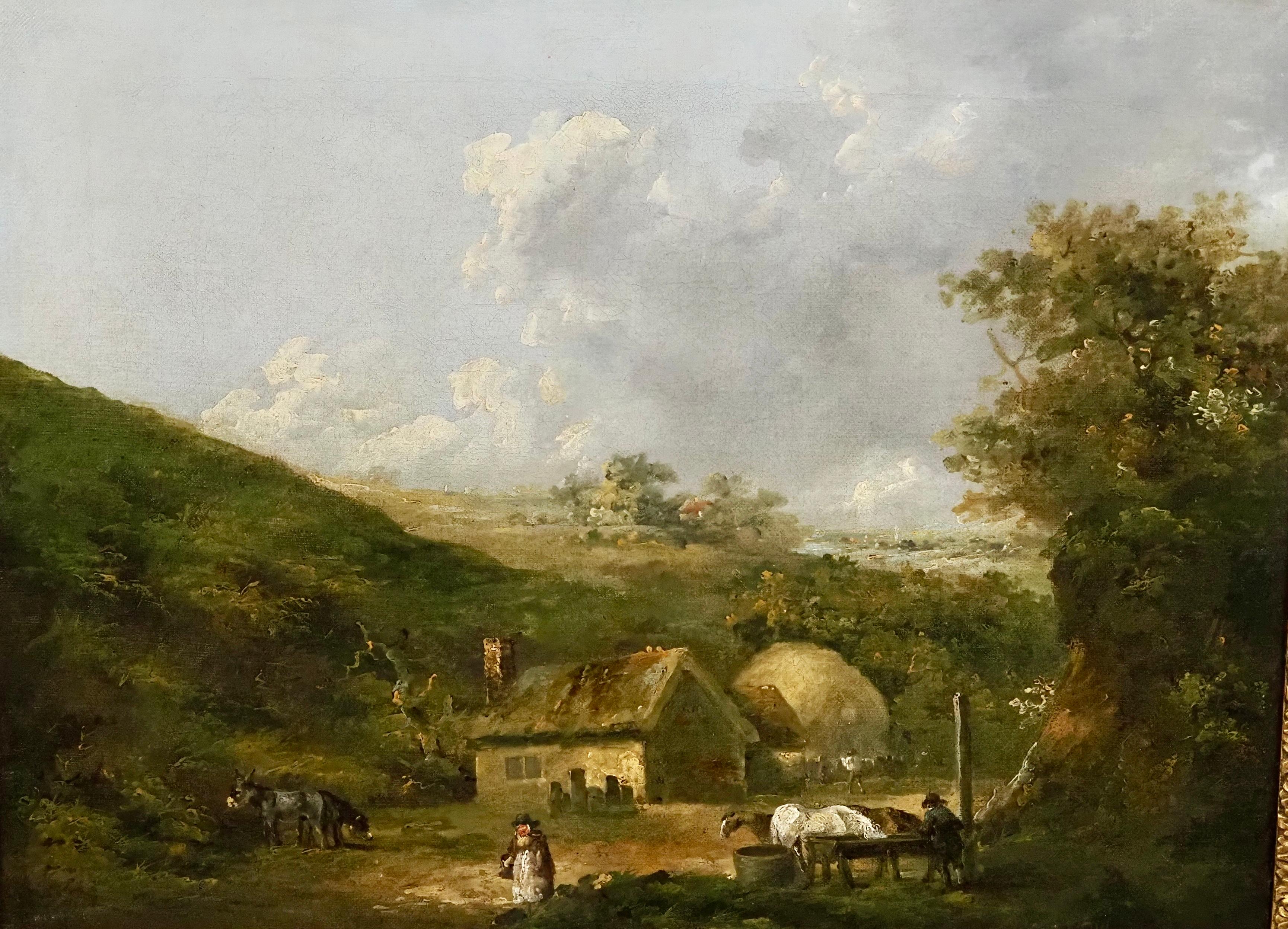 A farmstead in einer Landschaft – Painting von George Morland