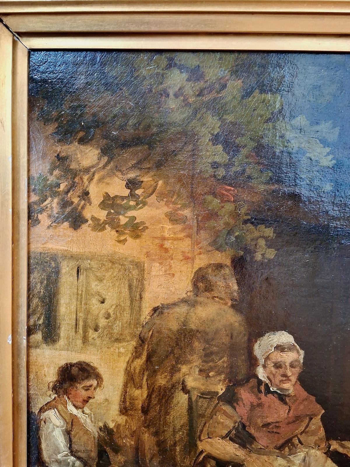 A Late 18th-Century Rural Family Scene - Painting by George Morland