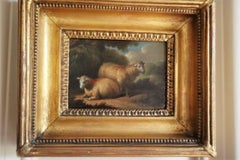 Paire de peintures à l'huile de George Morland, moutons et épagneuls