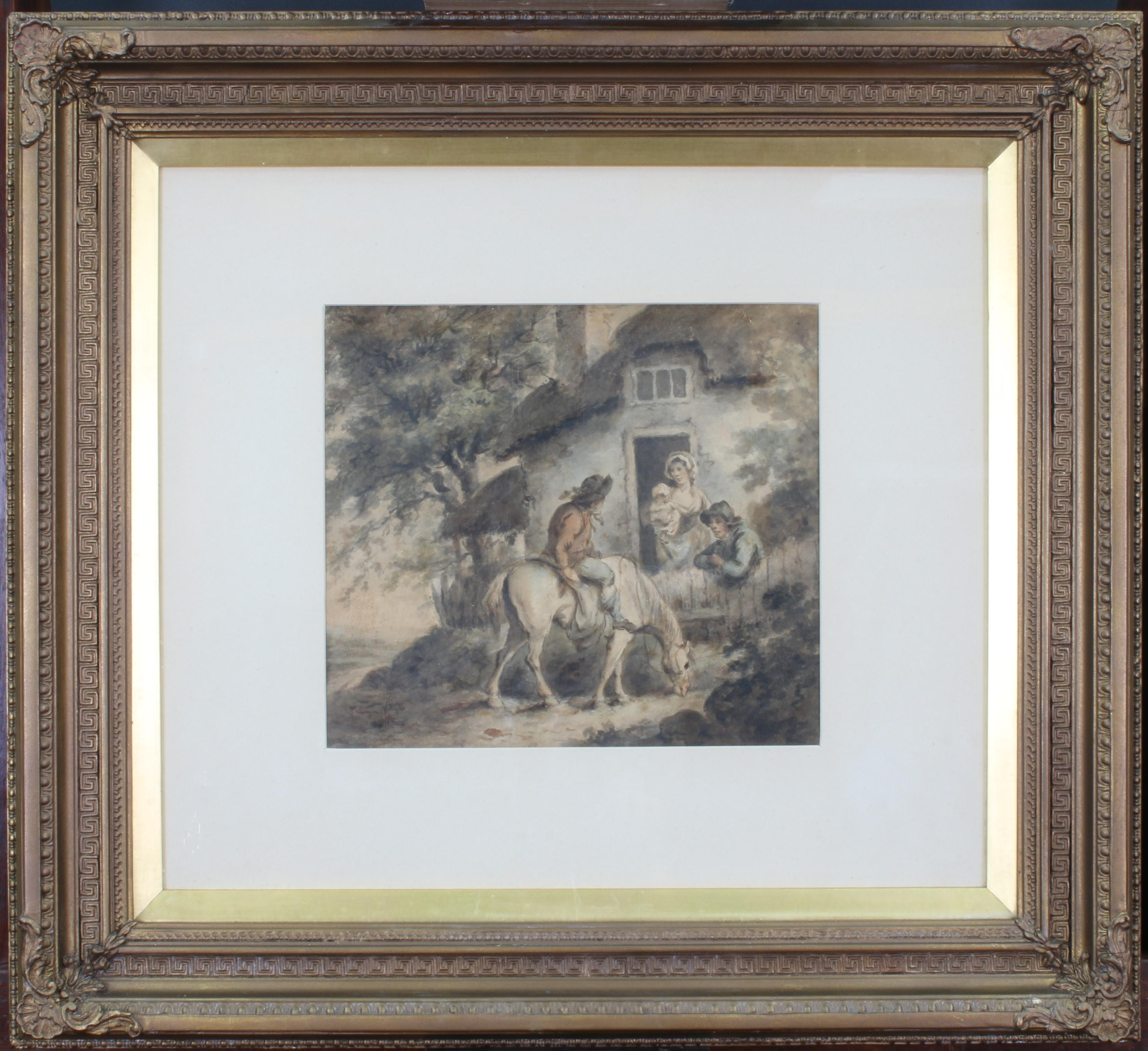 Landscape Painting di George Morland - Conversazione al cancello