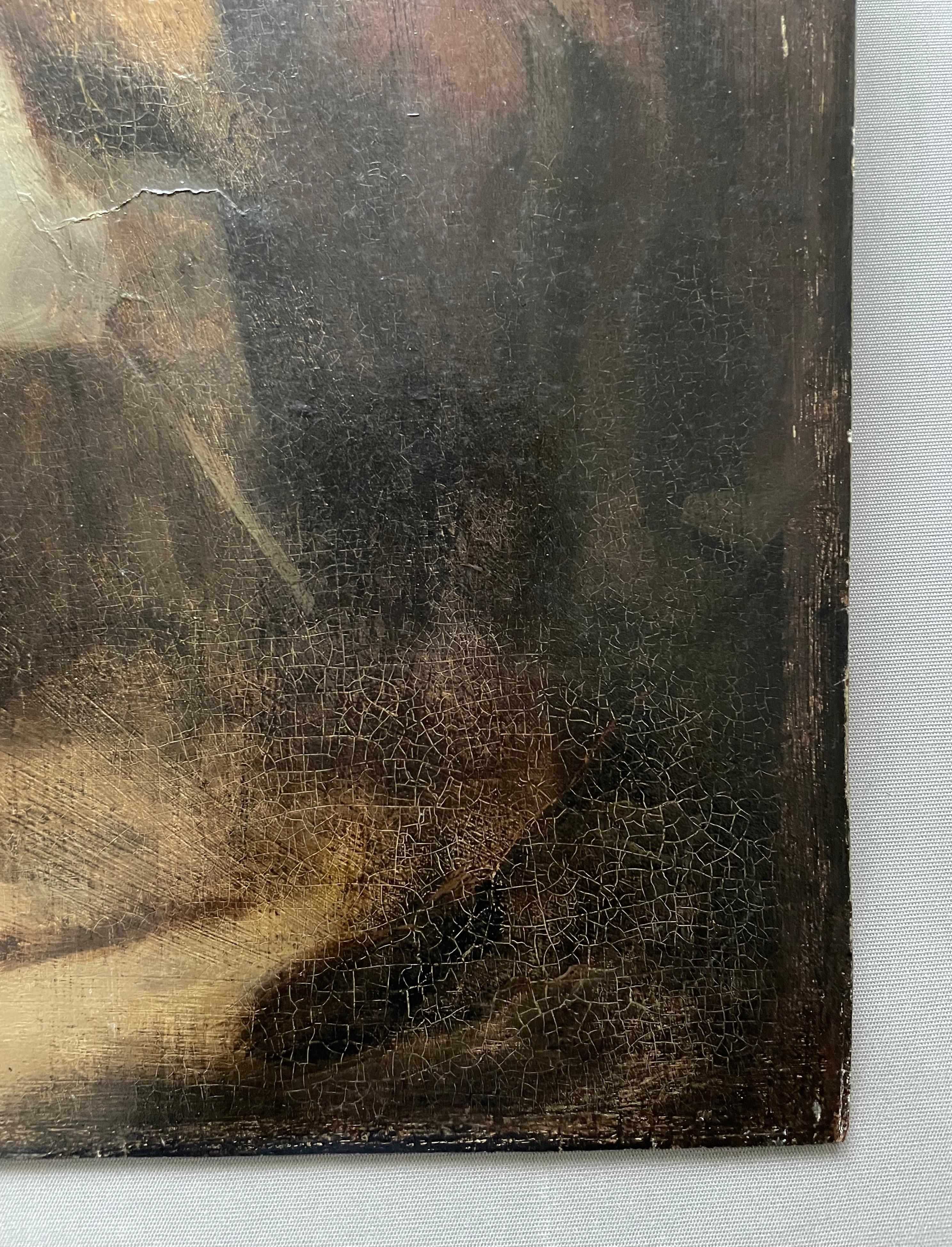 Lo sposo nella stalla, olio su pannello, fine XVIII secolo 1