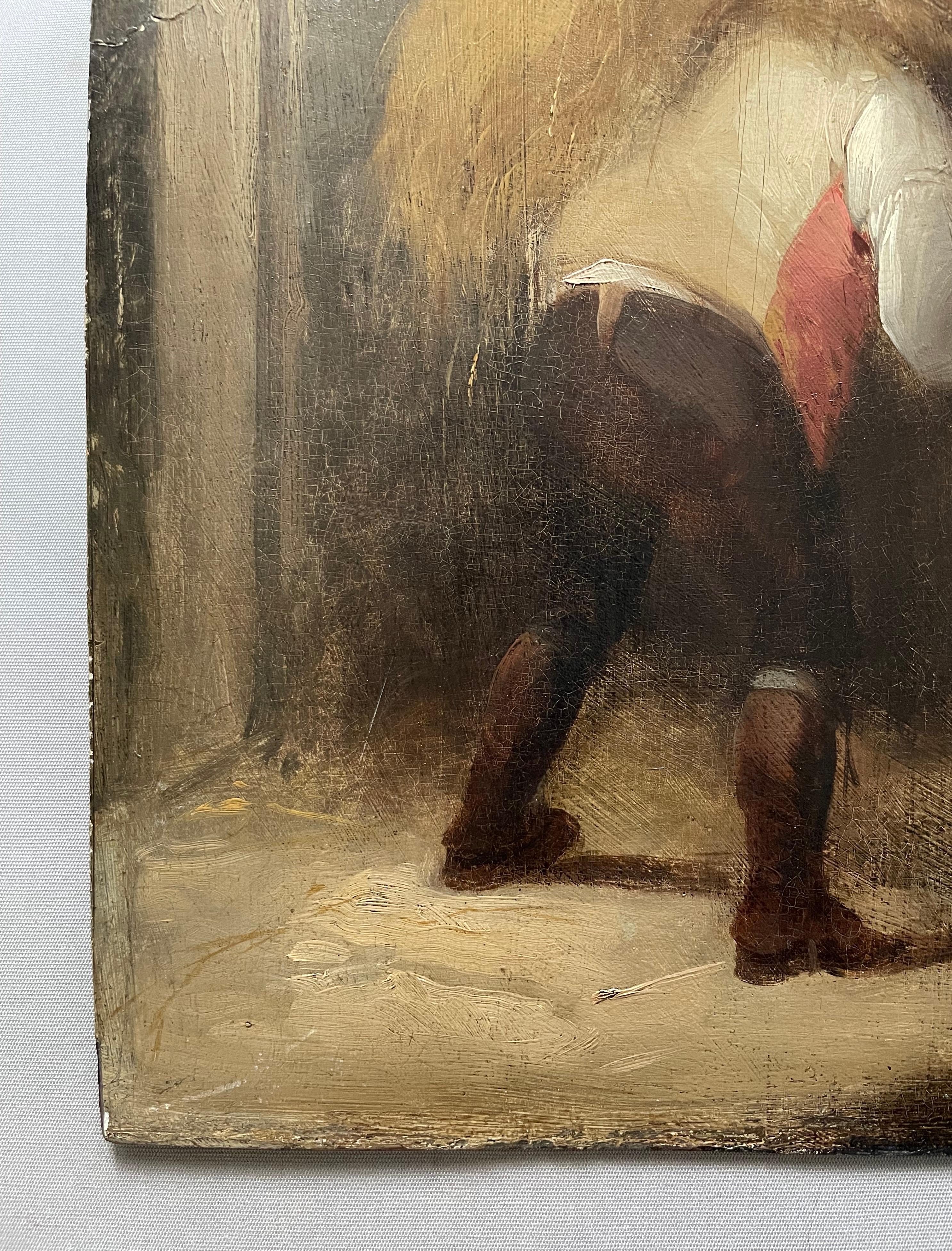 Lo sposo nella stalla, olio su pannello, fine XVIII secolo 2