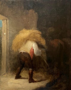 Lo sposo nella stalla, olio su pannello, fine XVIII secolo