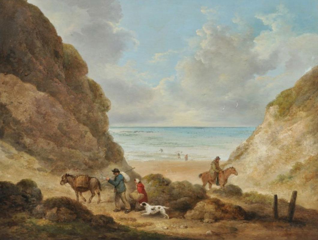 George Morland Landscape Painting - Heading home with the days catch