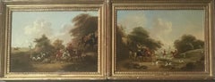 “Pair of Hunt Scenes, Oil on Canvas”